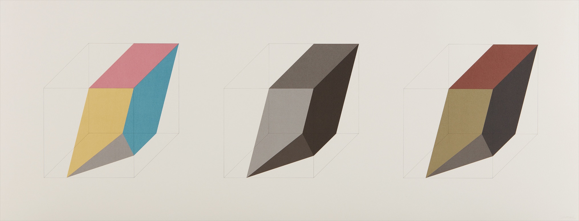 Sol LeWitt — Forms Derived from a Cube in Color (Simple & Superimposed) & Black & Grey, Plate 3