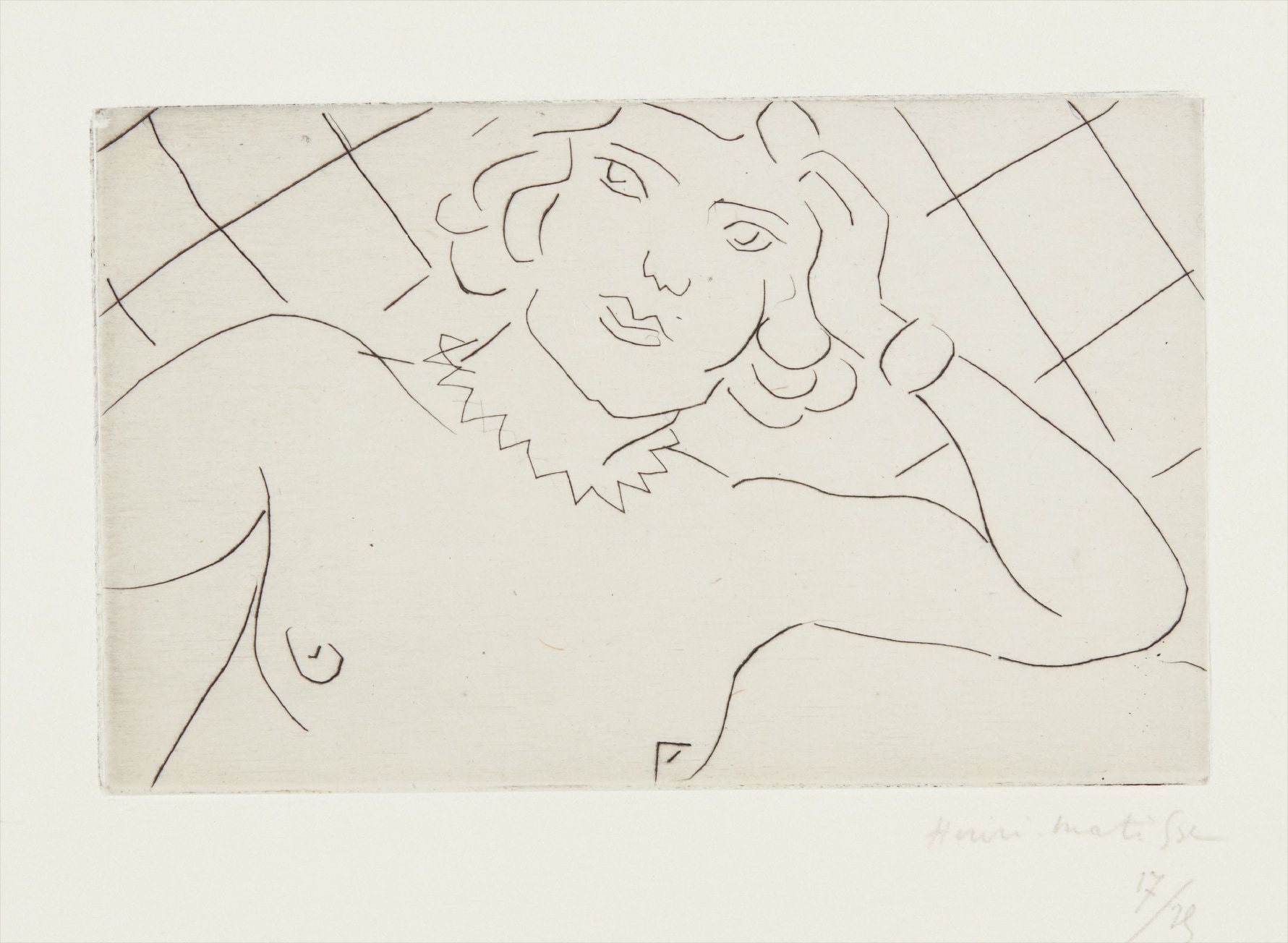 Henri Matisse — Torse, fond à losanges (Torso, on Diamond Background)