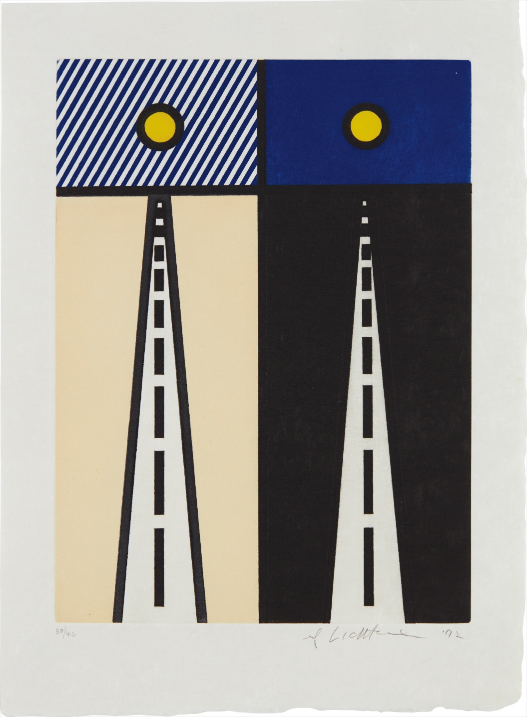 Roy Lichtenstein — Auto Poesie en Cavale de Bloomington, (Auto Poetry in Bloomington's Cavalry), from La nouvelle chute de l'Amerique (The New Fall of America)