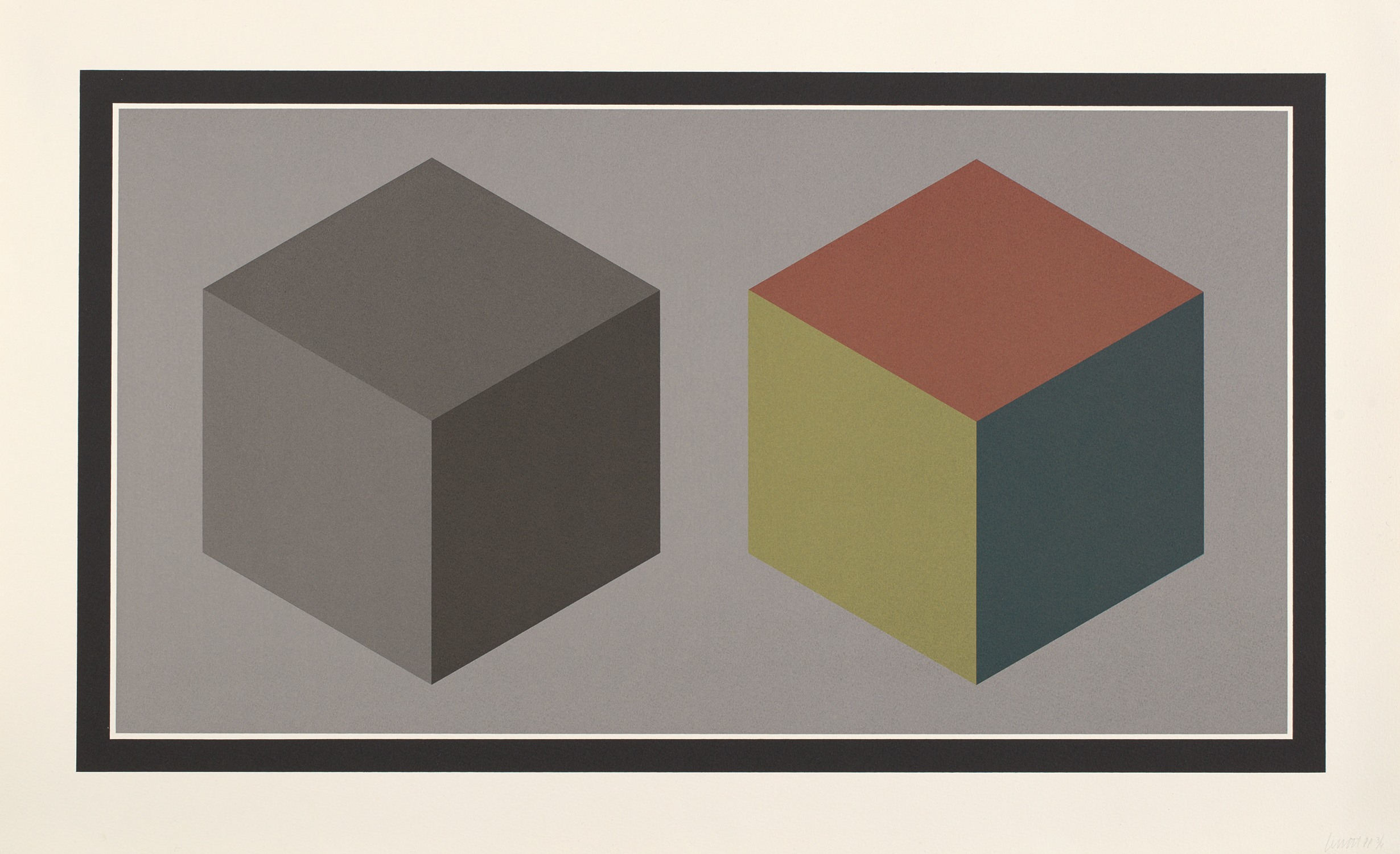 Sol LeWitt — Double Cubes in Grays and Colors Superimposed