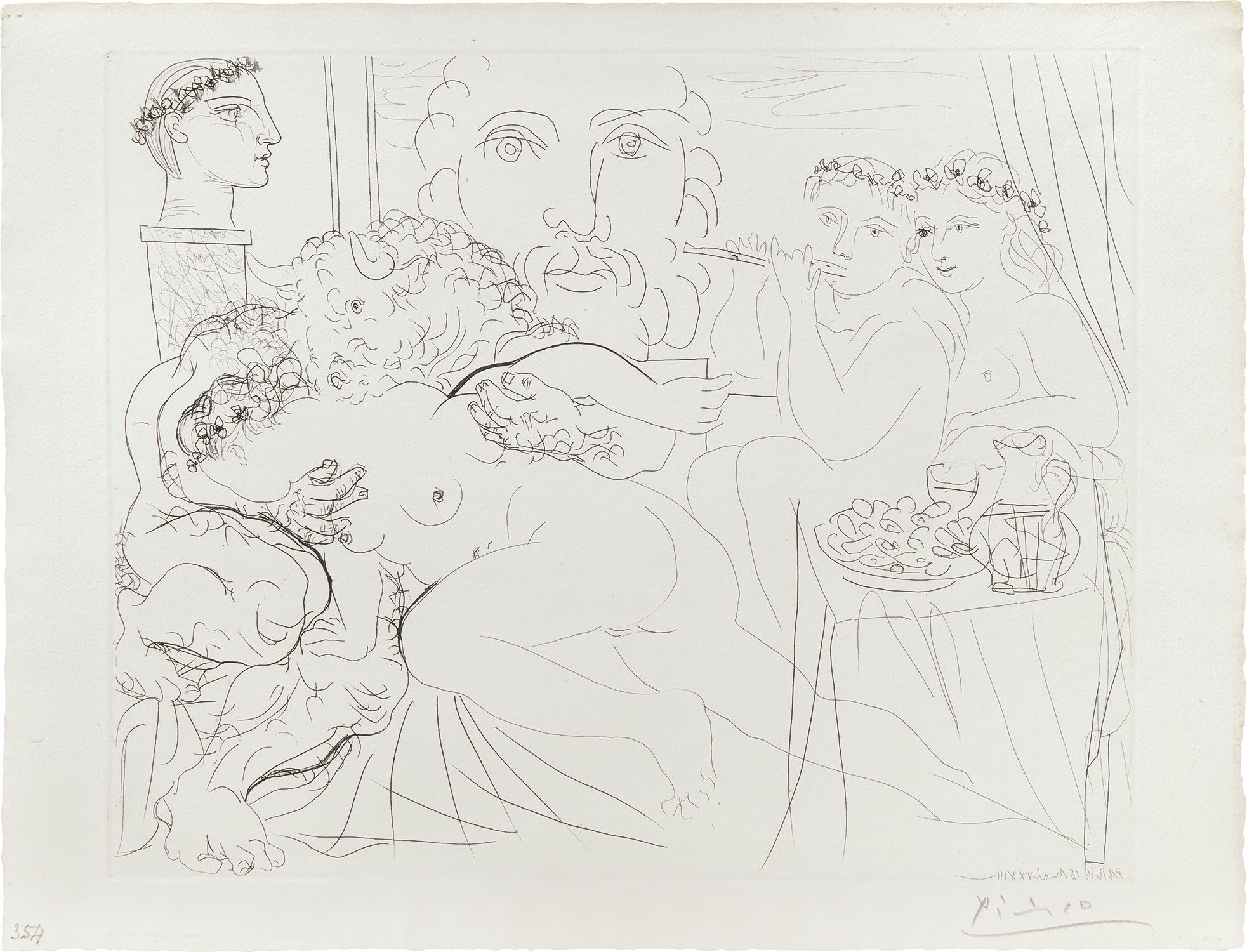 Pablo Picasso — Minotaure caressant une femme (Minotaur Caressing a Woman), plate 84 from La Suite Vollard