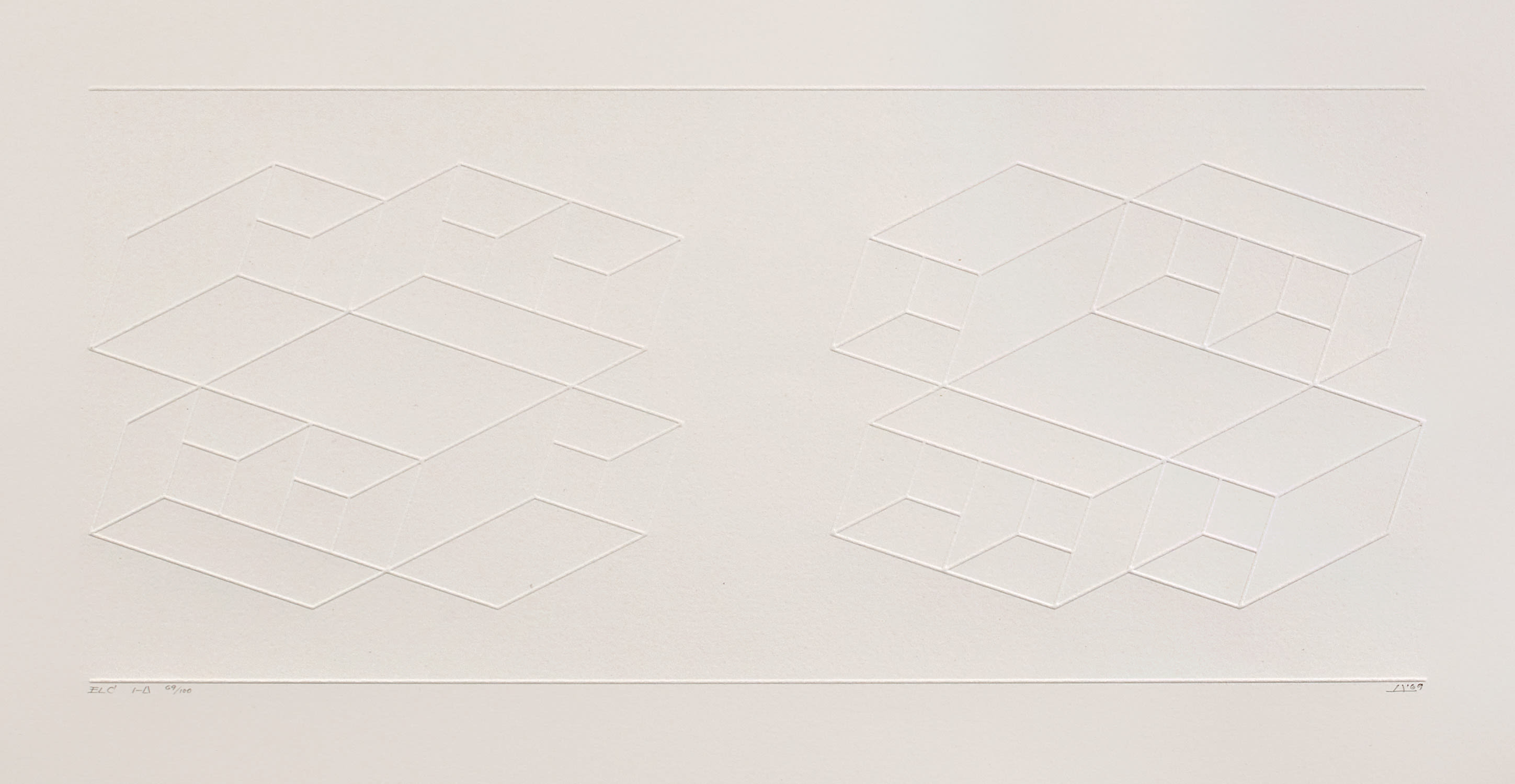 Josef Albers — Embossed Linear Construction 1-A, from Embossed Linear Constructions (G. 134, D. 186.1)