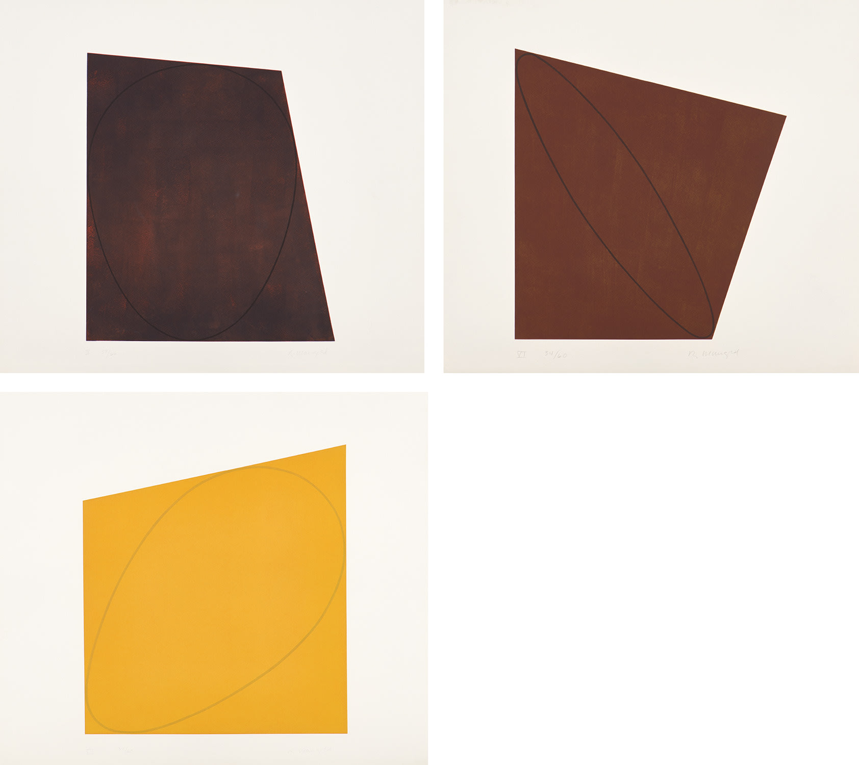Robert Mangold — Attic Series I (I-V): plate IV; and Attic Series II (VI-X): plates VI-VII (S. 34.01.04, 34.02.06-07; S. & S. 1991.02.01-02, 1991.01.04)
