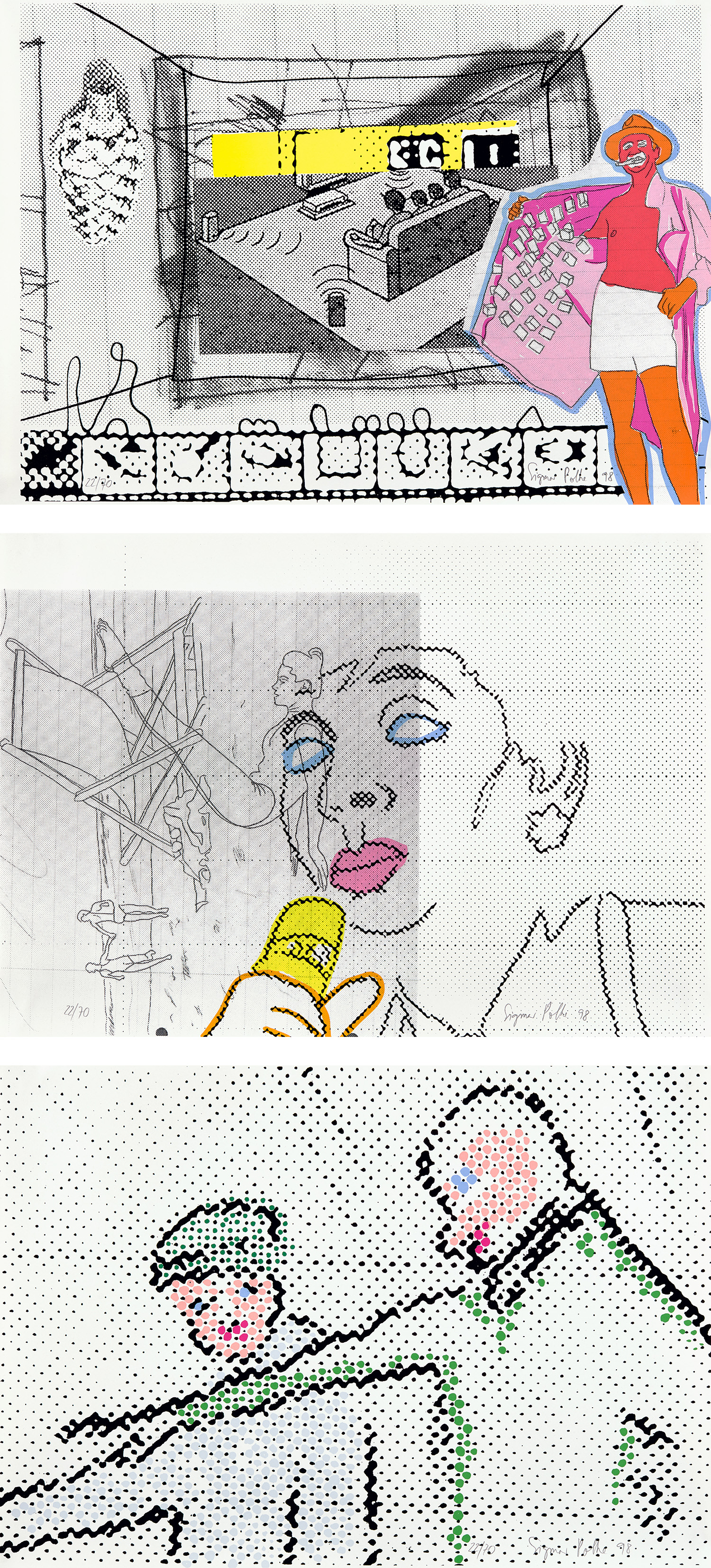 Sigmar Polke — Filmvorführung (Film Screening); Freistilübung (Freestyle Practice); and Orstbestimmung (Localization) (B. & O. 127-129)