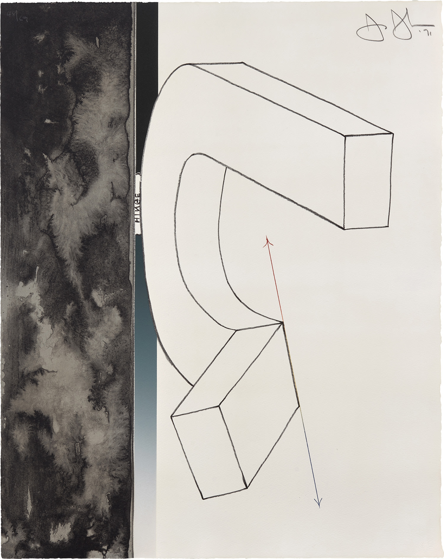 Jasper Johns — Bent "U", from Fragment-According to What series (G. 291, ULAE 140)
