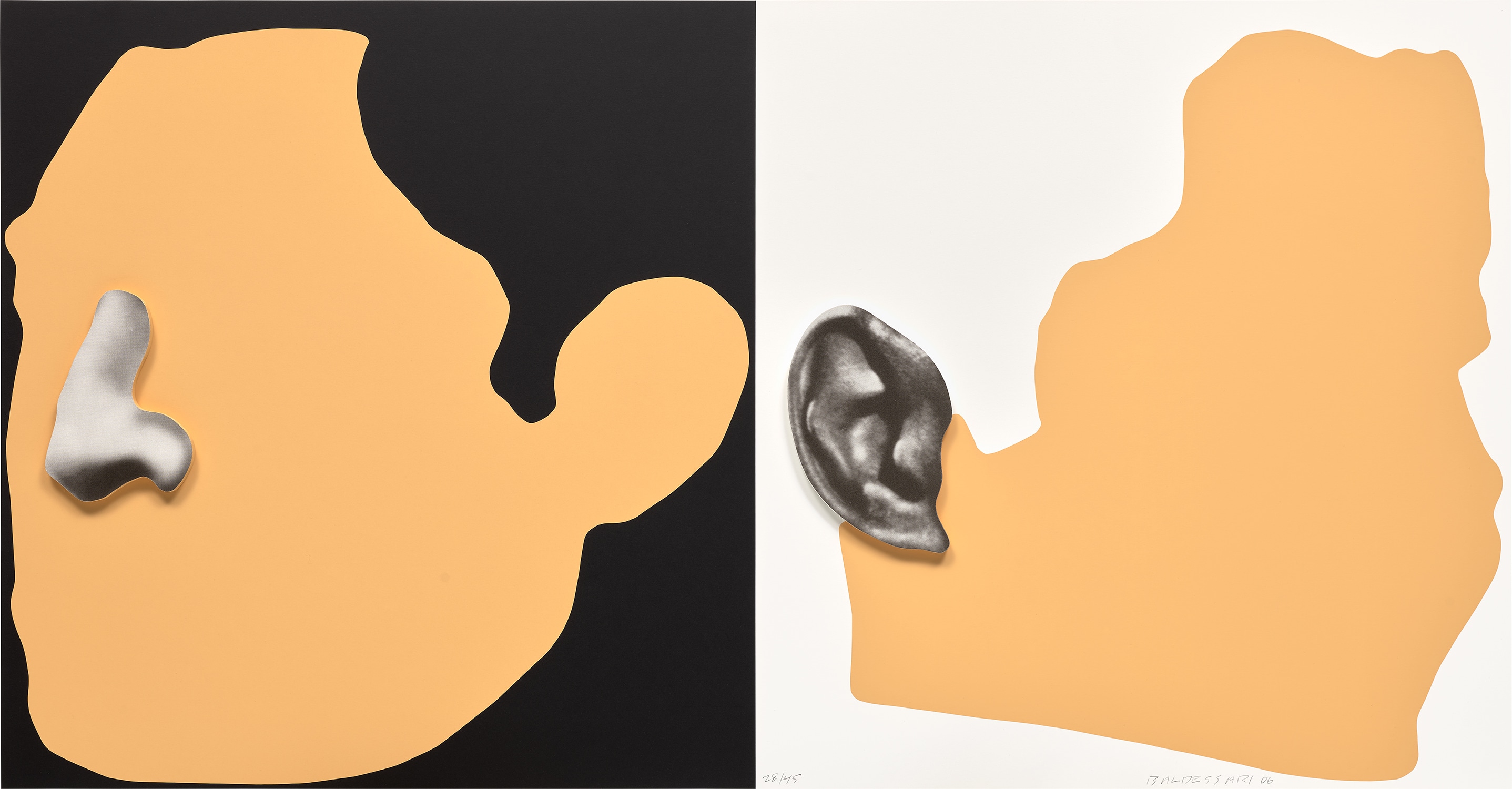 John Baldessari — Two Profiles, One with Nose (B & W); One with Ear (B & W), from Noses & Ears, Etc.: The Gemini Series (H. 166)