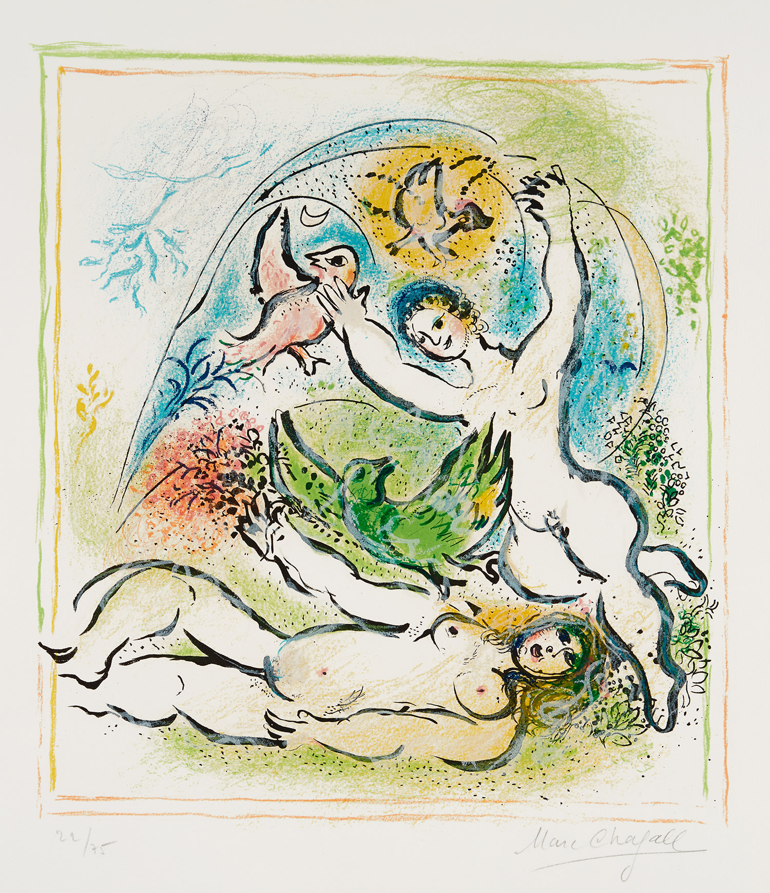Marc Chagall — Ma belle aura de moi demain une colombe..., from Sur la terre des Dieux (My Beautiful Will Have From Me Tomorrow a Dove..., from The Land of the Gods) (M. 538, see C. bks 72)