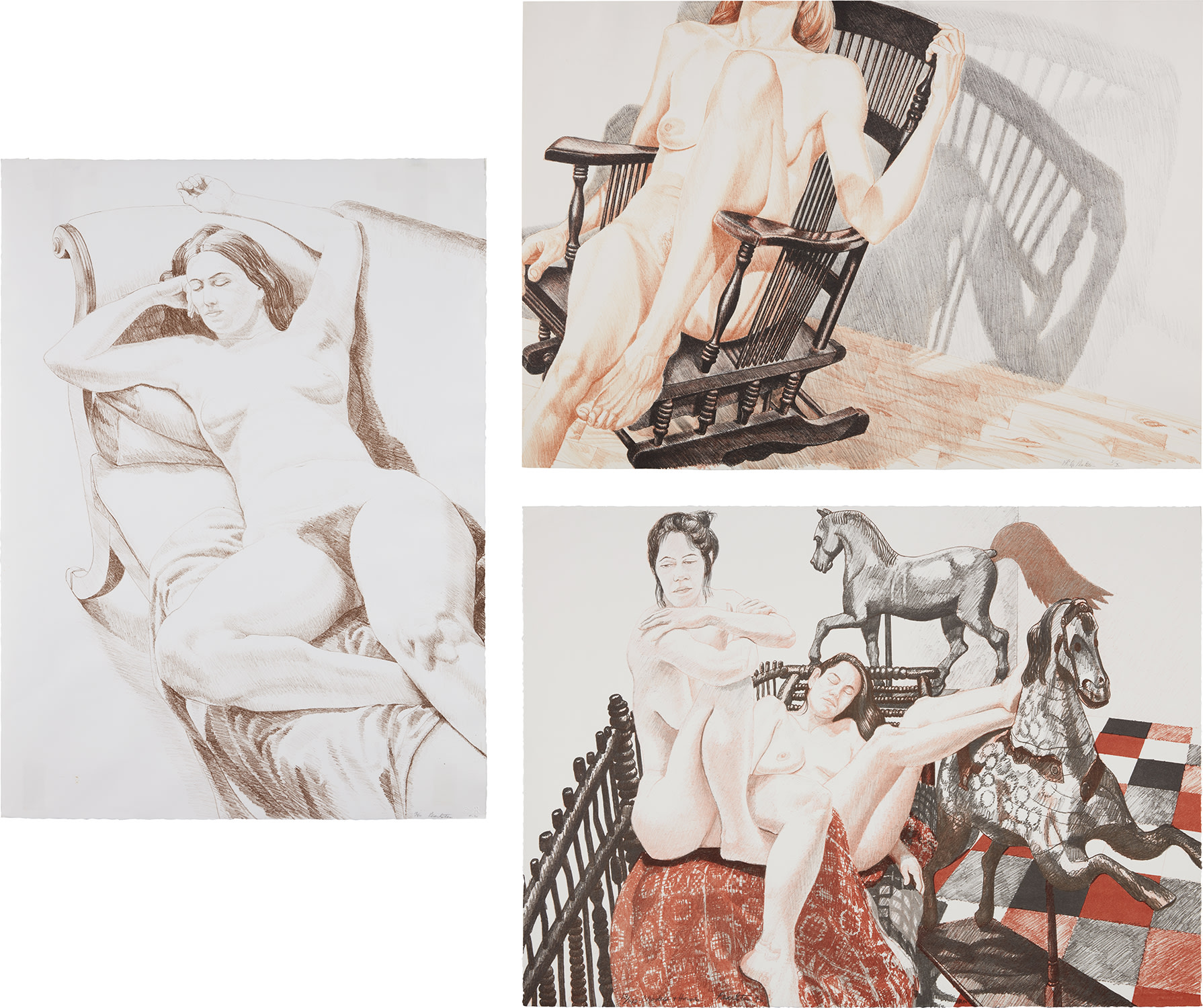 Figure on Couch, from Six Lithographs Drawn from Life; Nude with Rocker; and Models and Horses (F. 17 & 43)