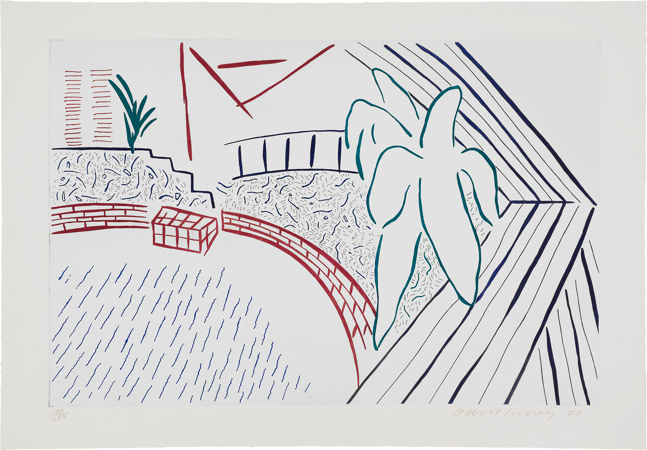 David Hockney — My Pool and Terrace, from Eight by Eight to Celebrate the Temporary Contemporary