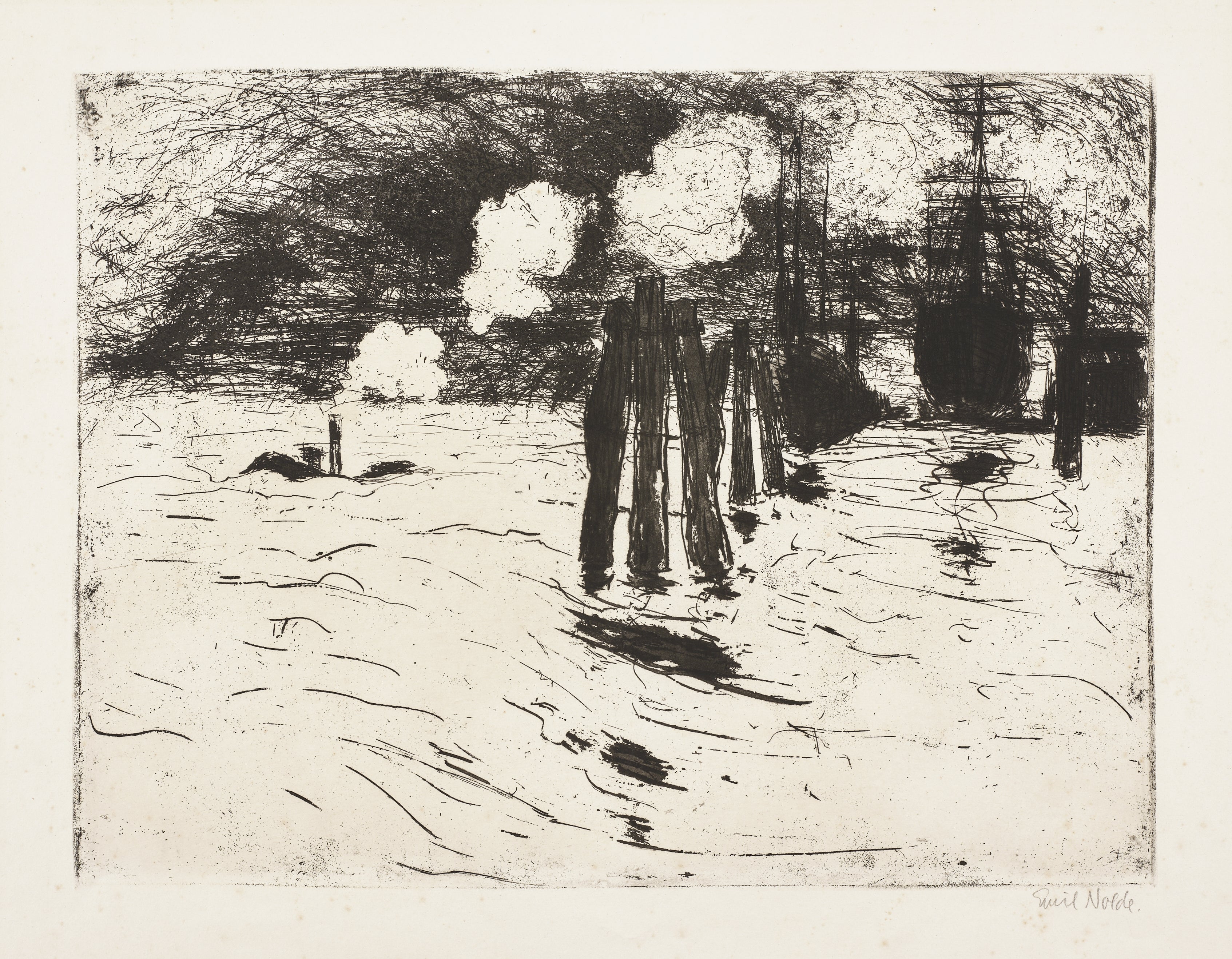 Emil Nolde — Hamburg, Schiff im Dock