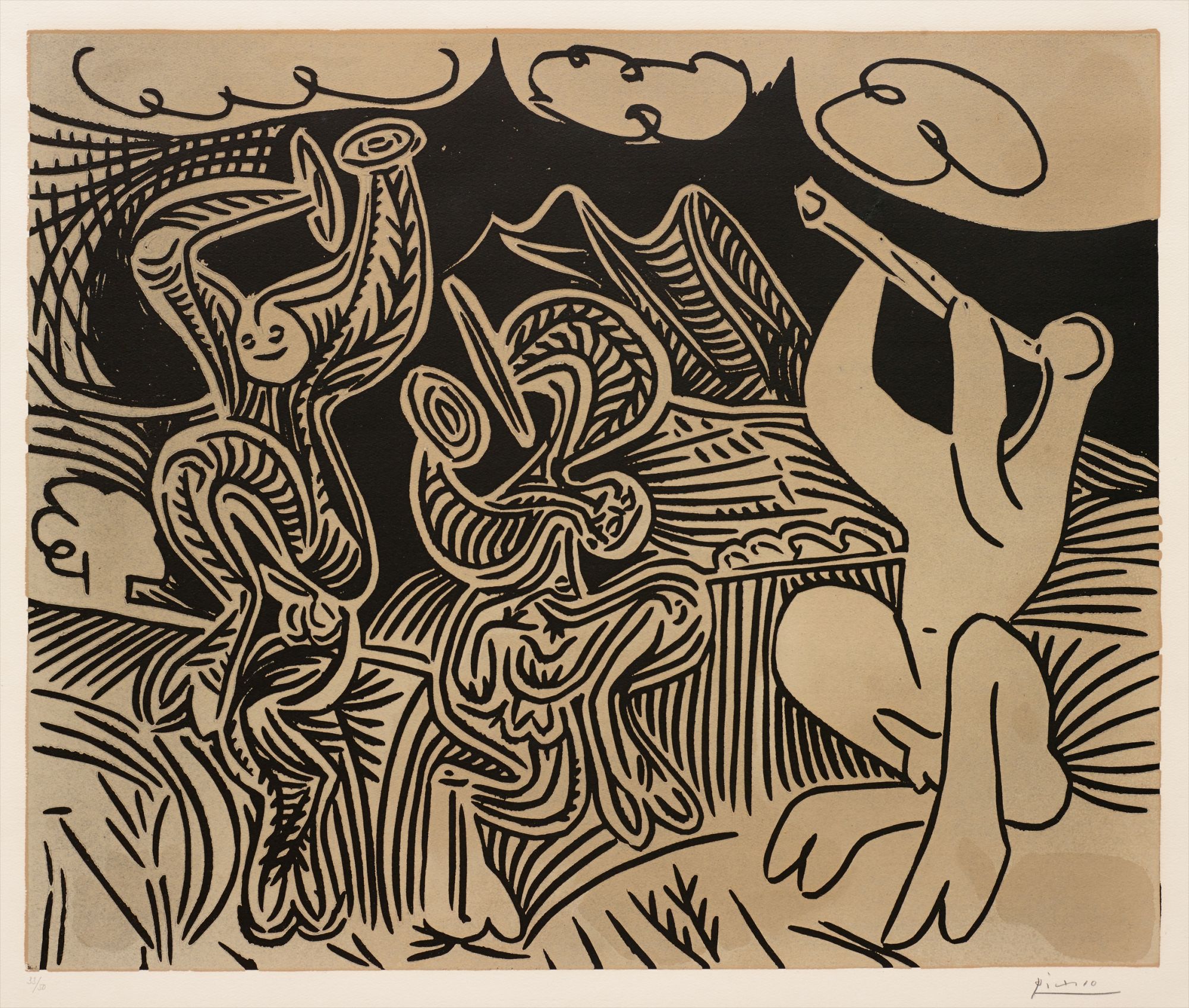 Pablo Picasso — Bacchanale: Flûtiste et danseurs aux cymbales (Bacchanal: Flutist and Dancers with Cymbals)