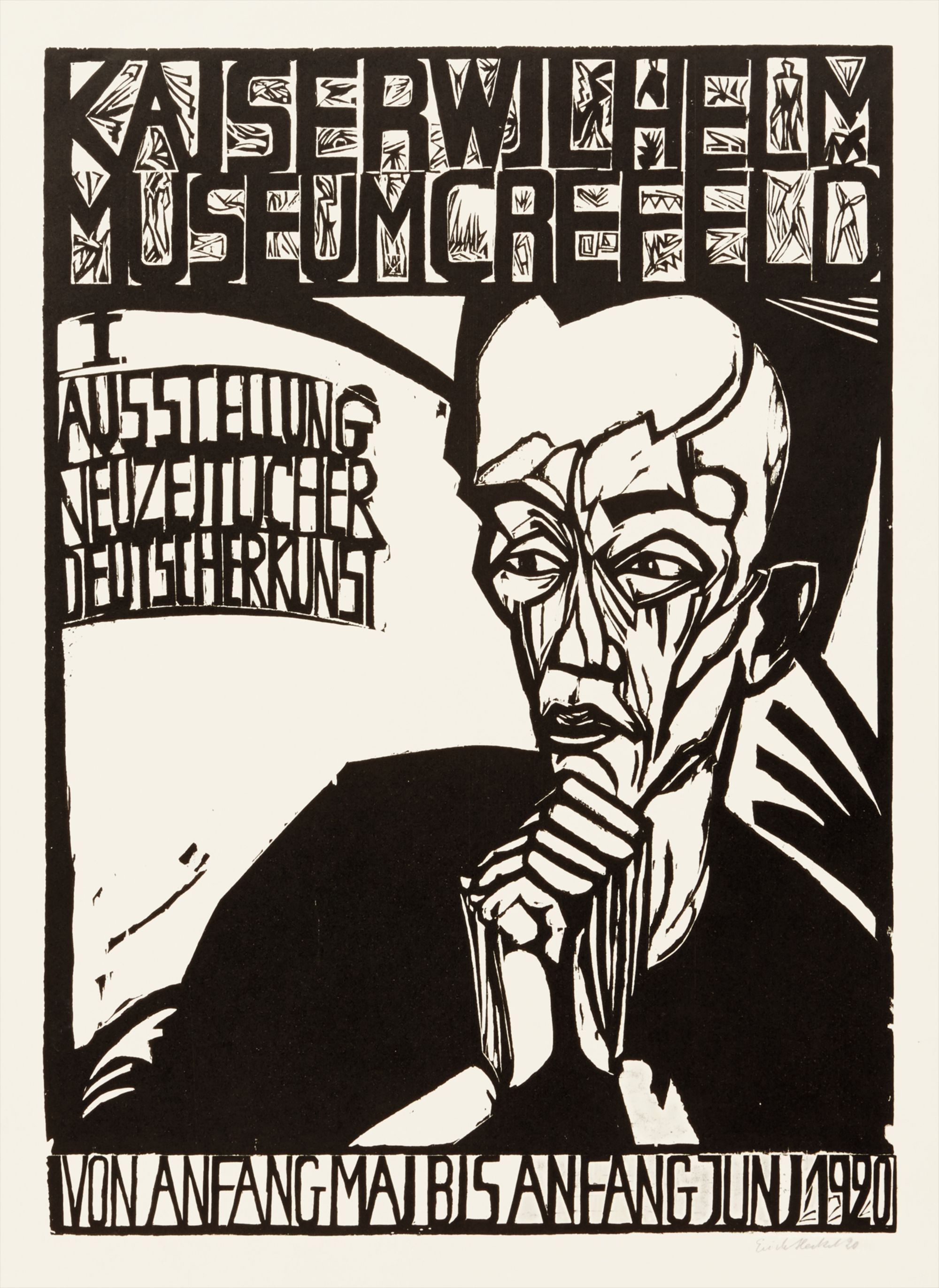 Plakat der I. Ausstellung Neuzeitlicher Deutscher Kunst. Kaiser-Wilhelm Museum, Krefeld (Poster of I. Modern German Art Exhibition. Kaiser Wilhelm Museum, Krefeld)