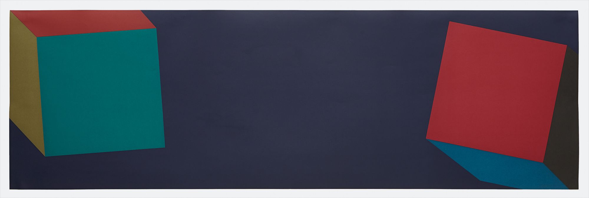 Sol LeWitt — Two Cubes with Colors Superimposed (Blue)