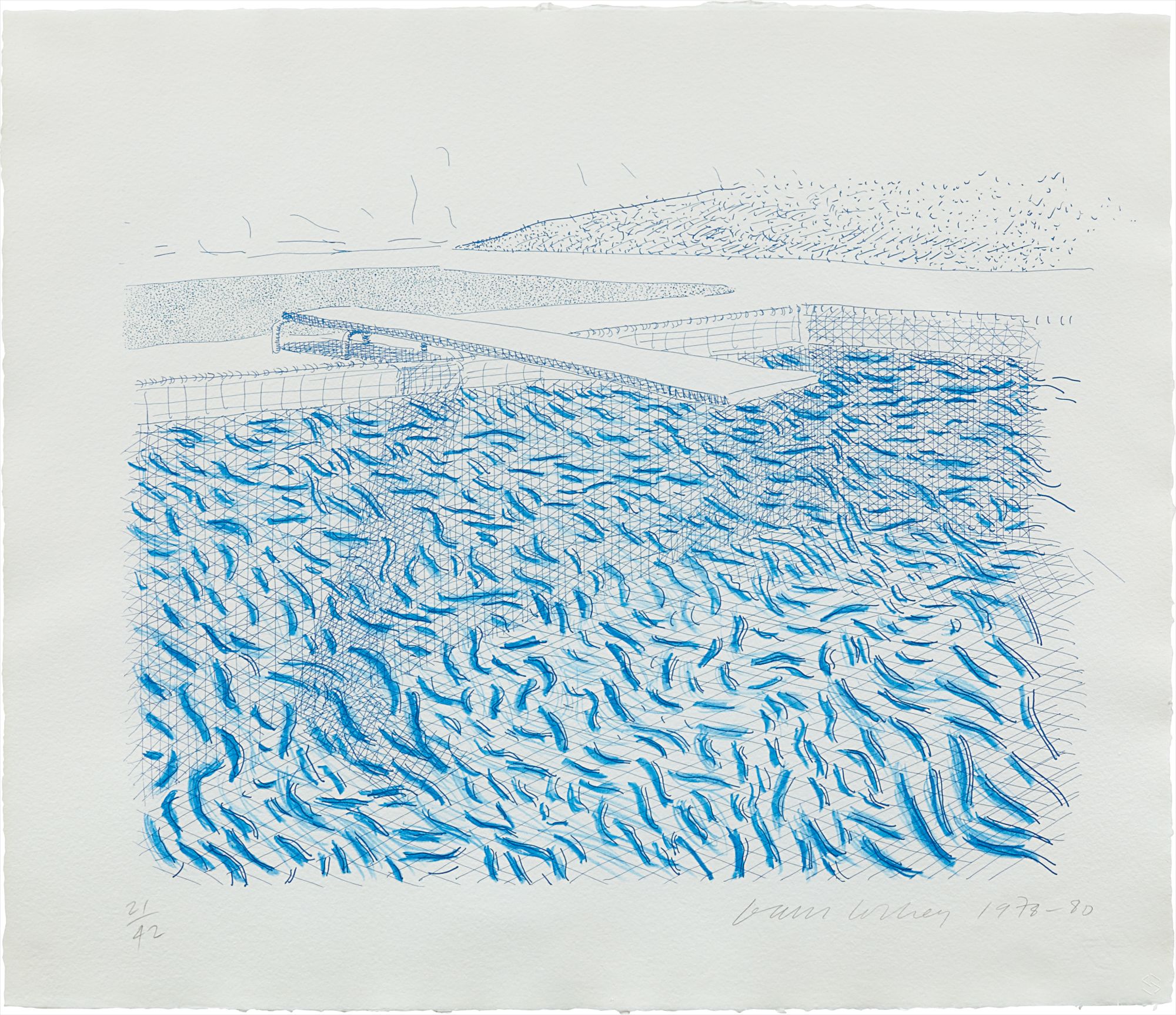 David Hockney — Lithographic Water Made of Lines and Crayon