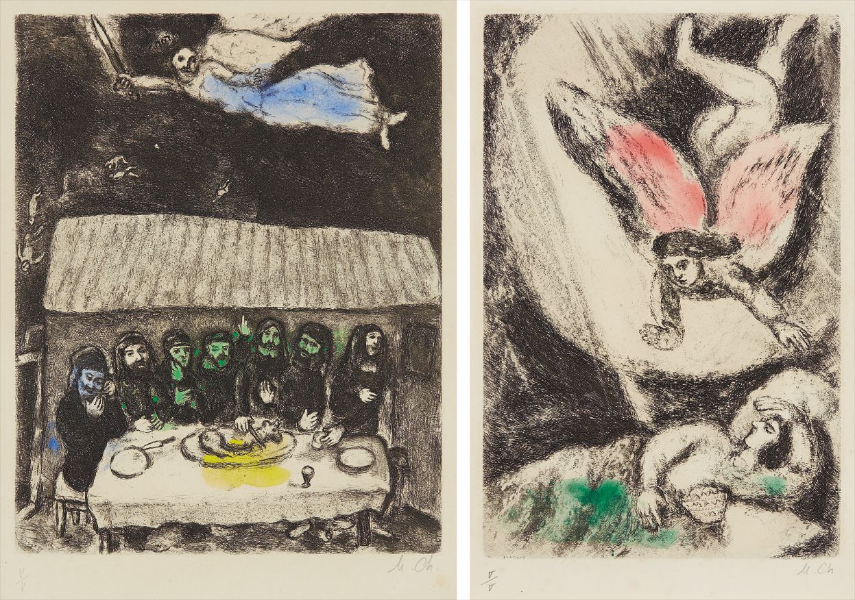 Marc Chagall — Repas Pessa'h (Passover Meal); and Le rêve de Salomon (Solomon’s Dream), from La Bible
