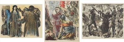 Chambri and Charmi visiting Judith; Bagoa and the Generals before the Corpse of Holofernes; and The Battle of the Jews, plate 10, 19 and 20 from The Book of Judith