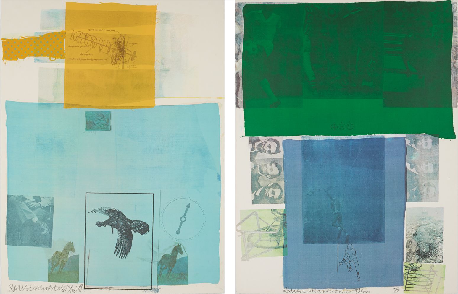 Robert Rauschenberg — Why You Can't Tell #1; and Shoot from the Main Stem, from The Suite of Nine Prints