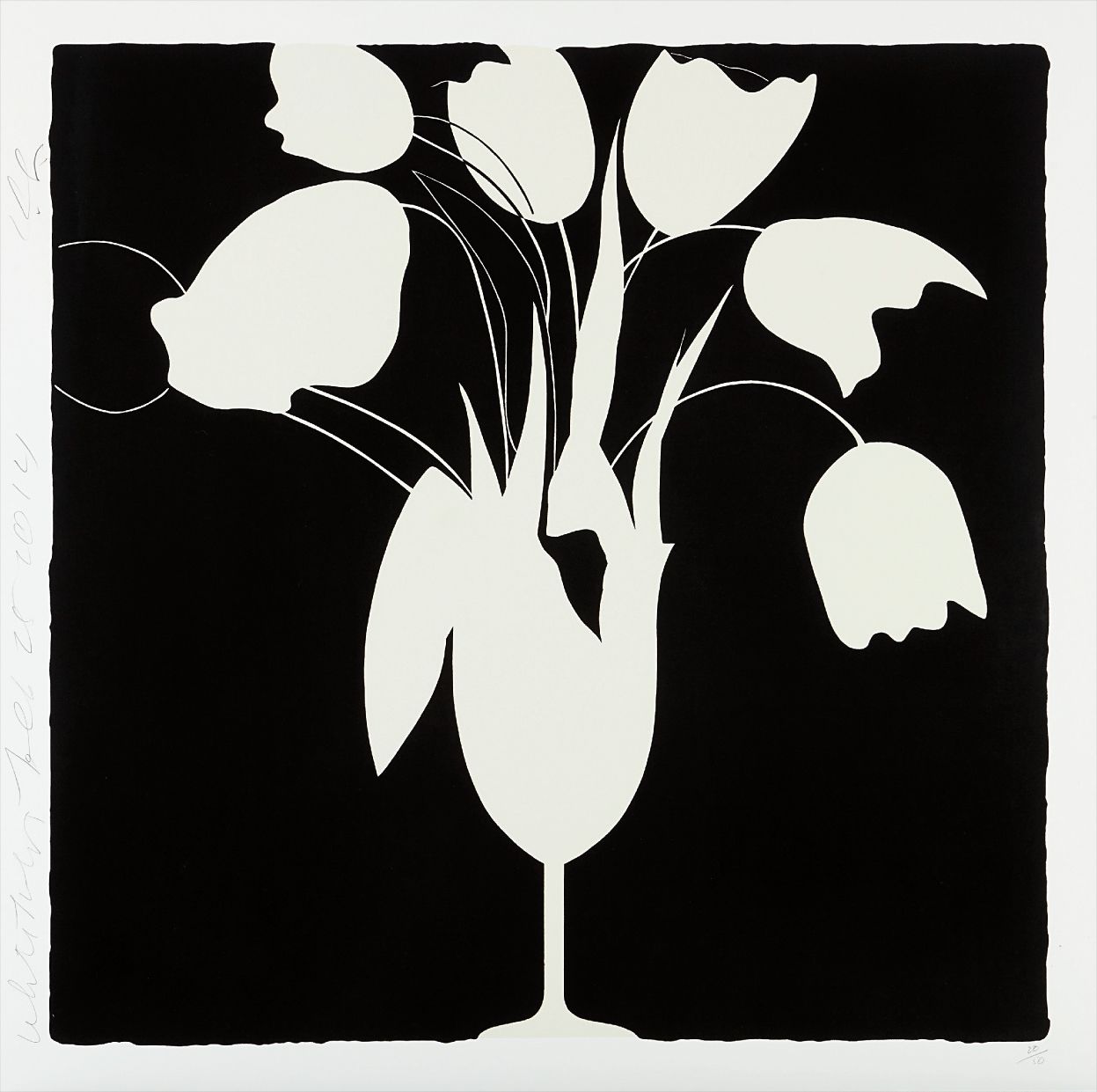 Donald Sultan — White Tulips and Vase