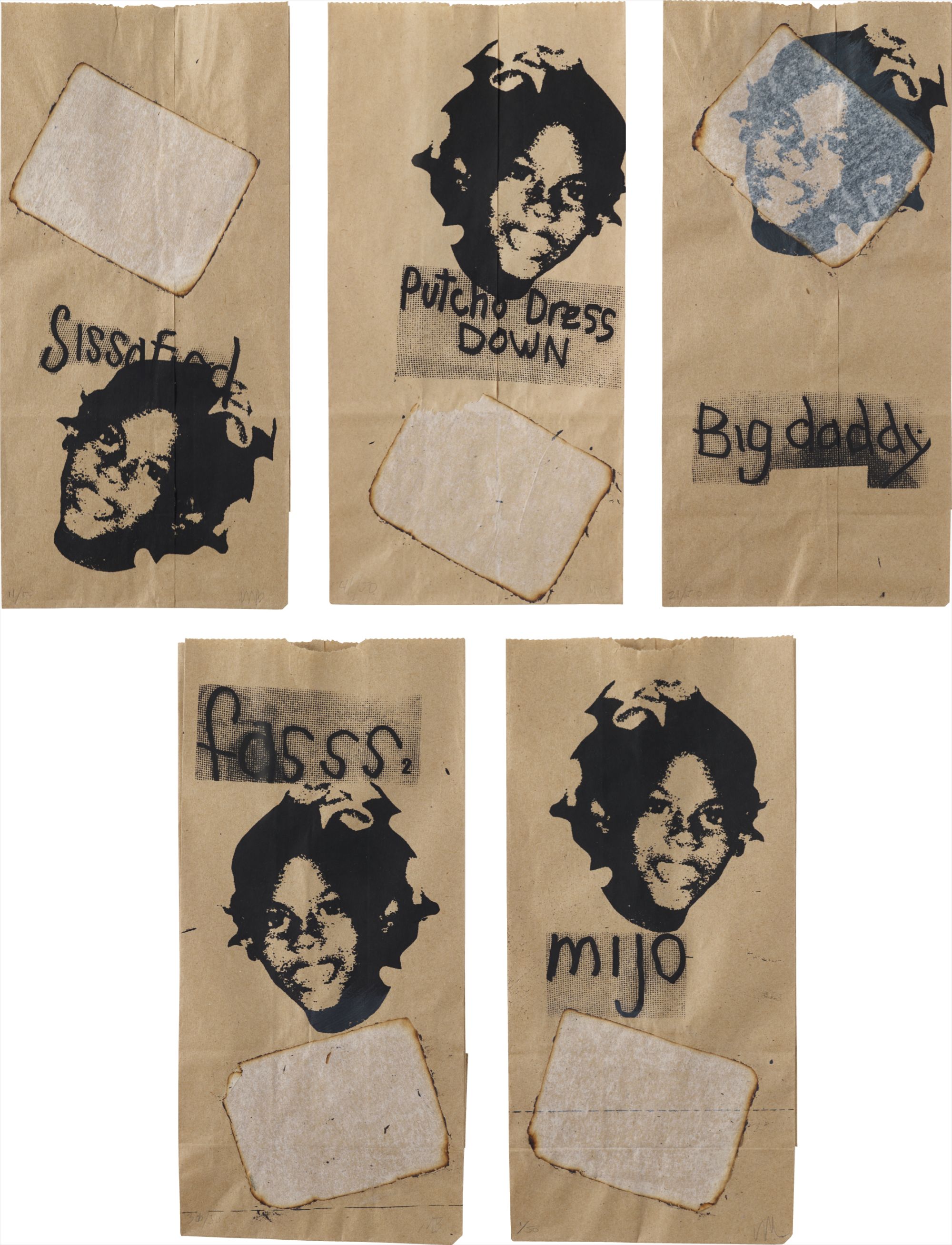 Mark Bradford — Can You Feel It (Sissddfied; Putcho Dress Down; Big daddy; fasss 2; and mijo)