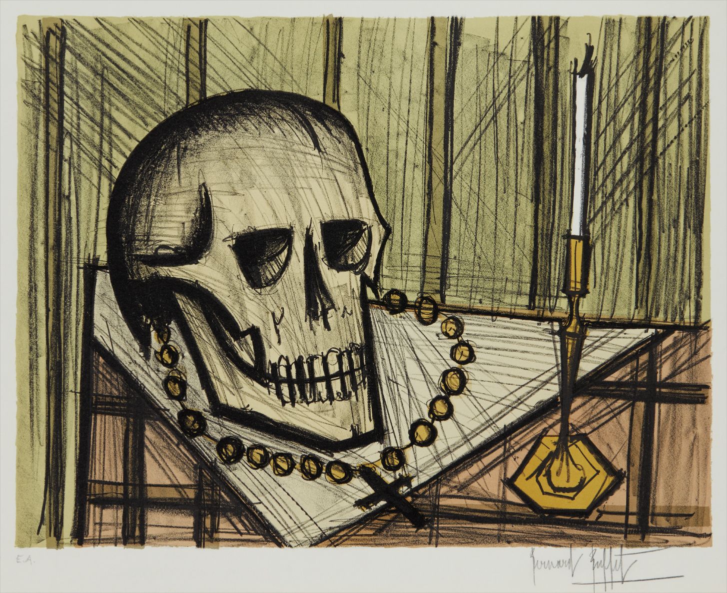 Bernard Buffet — Vanité au crânes (Vanitas)