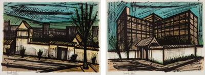 Vue de l’hôtel, Kyoto (Hotel View, Kyoto); and L’Hôtel Fujita à Kyoto (The Hotel Fujita in Kyoto), from Le Voyage au Japon (The Journey to Japan)