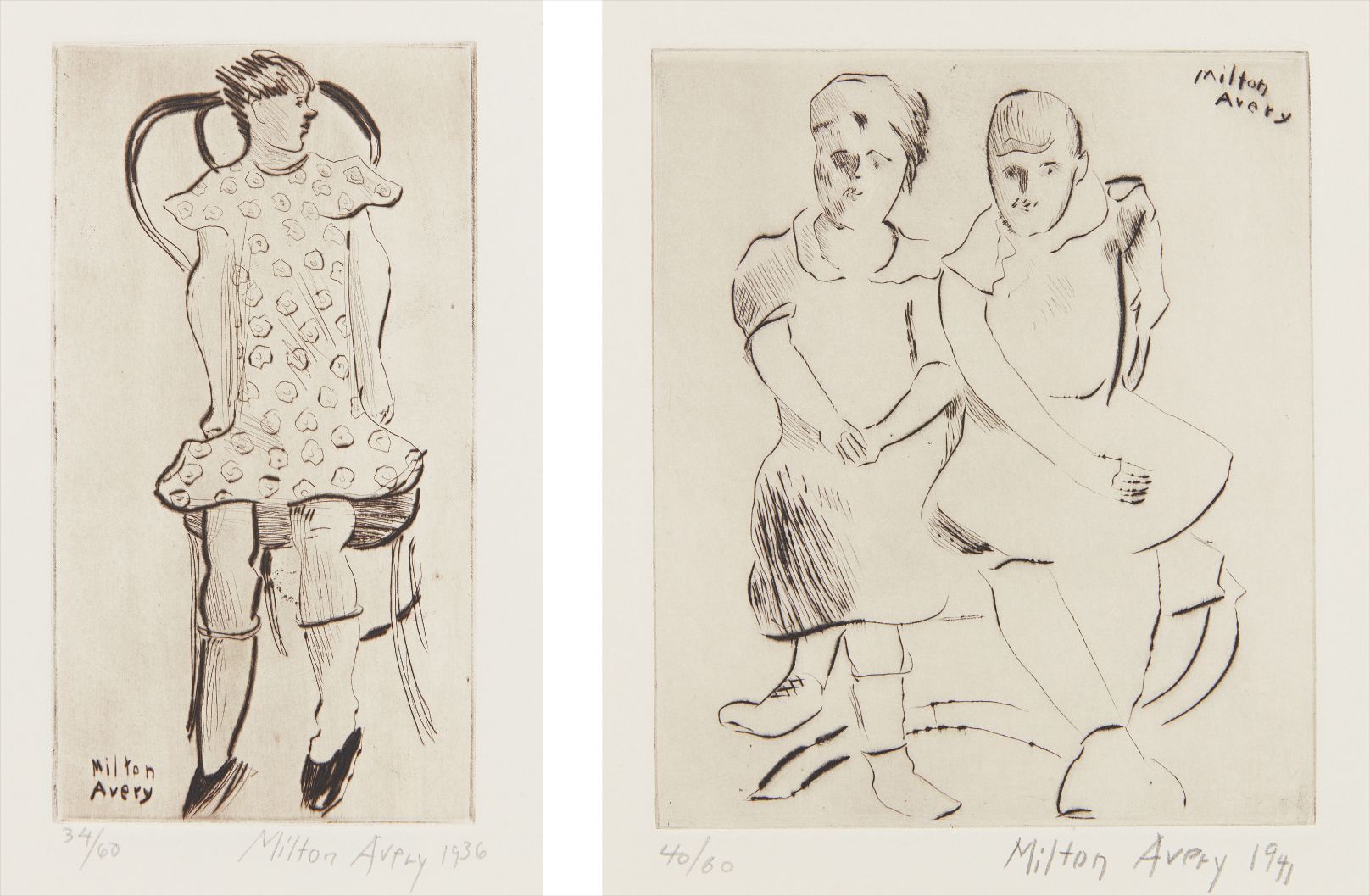 Milton Avery — Little Girl; and Helen and Lily