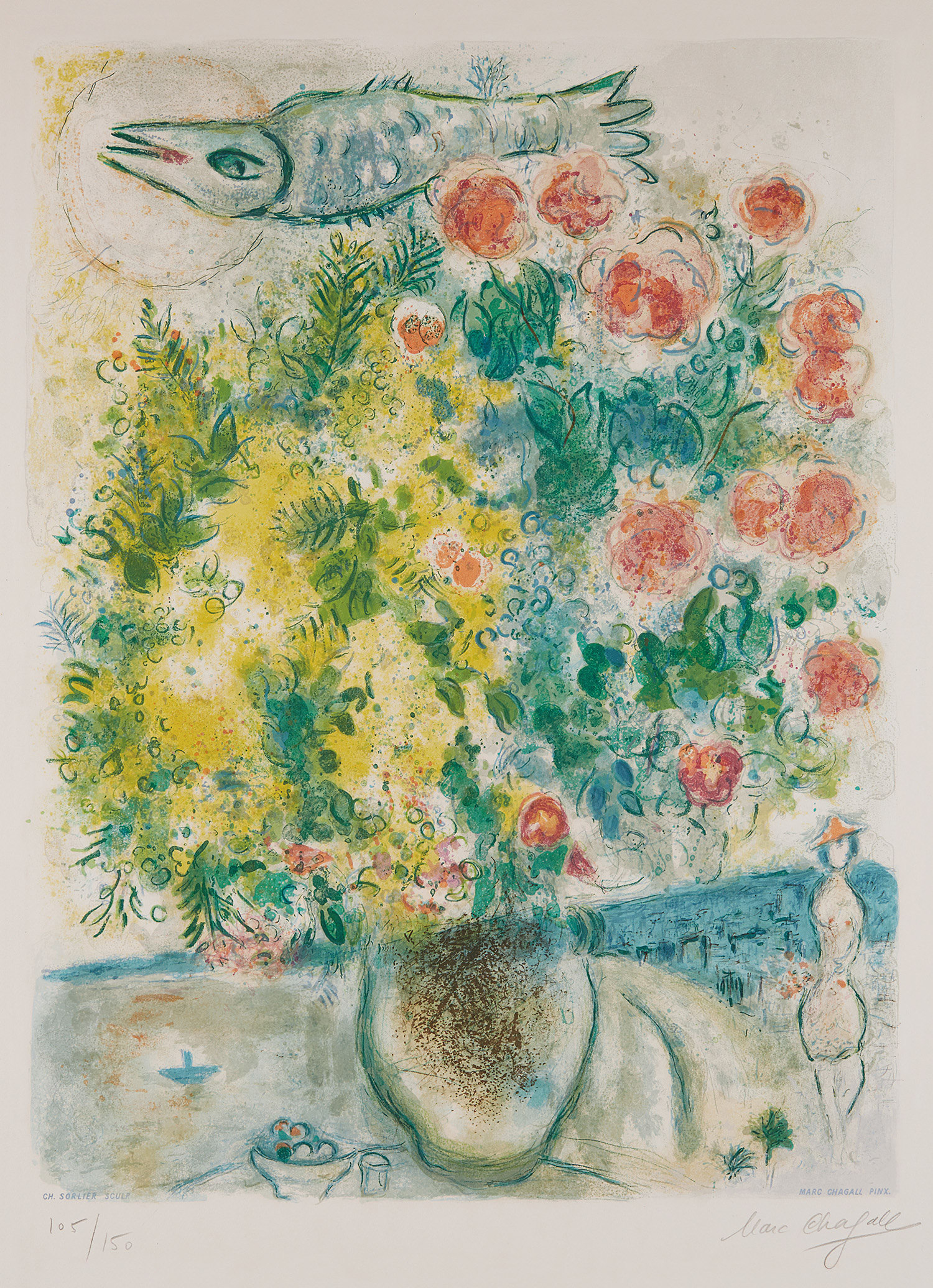 Marc Chagall — Roses et mimosas, from Nice et la Côte d'Azur (Roses and Mimosas, from Nice and the French Riviera), by Charles Sorlier