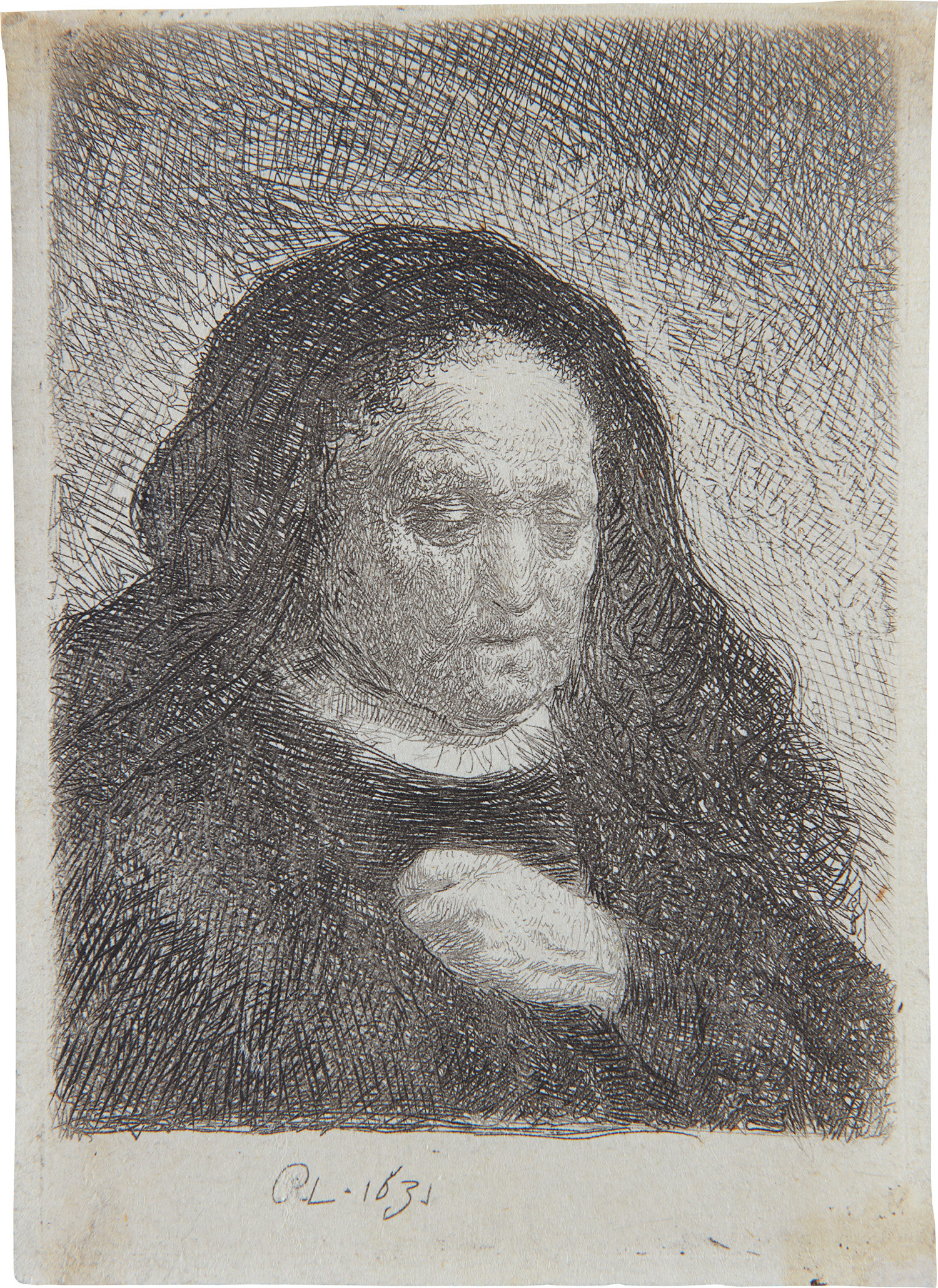 Rembrandt Harmensz. van Rijn — Rembrandt's Mother with her Hand on her Chest