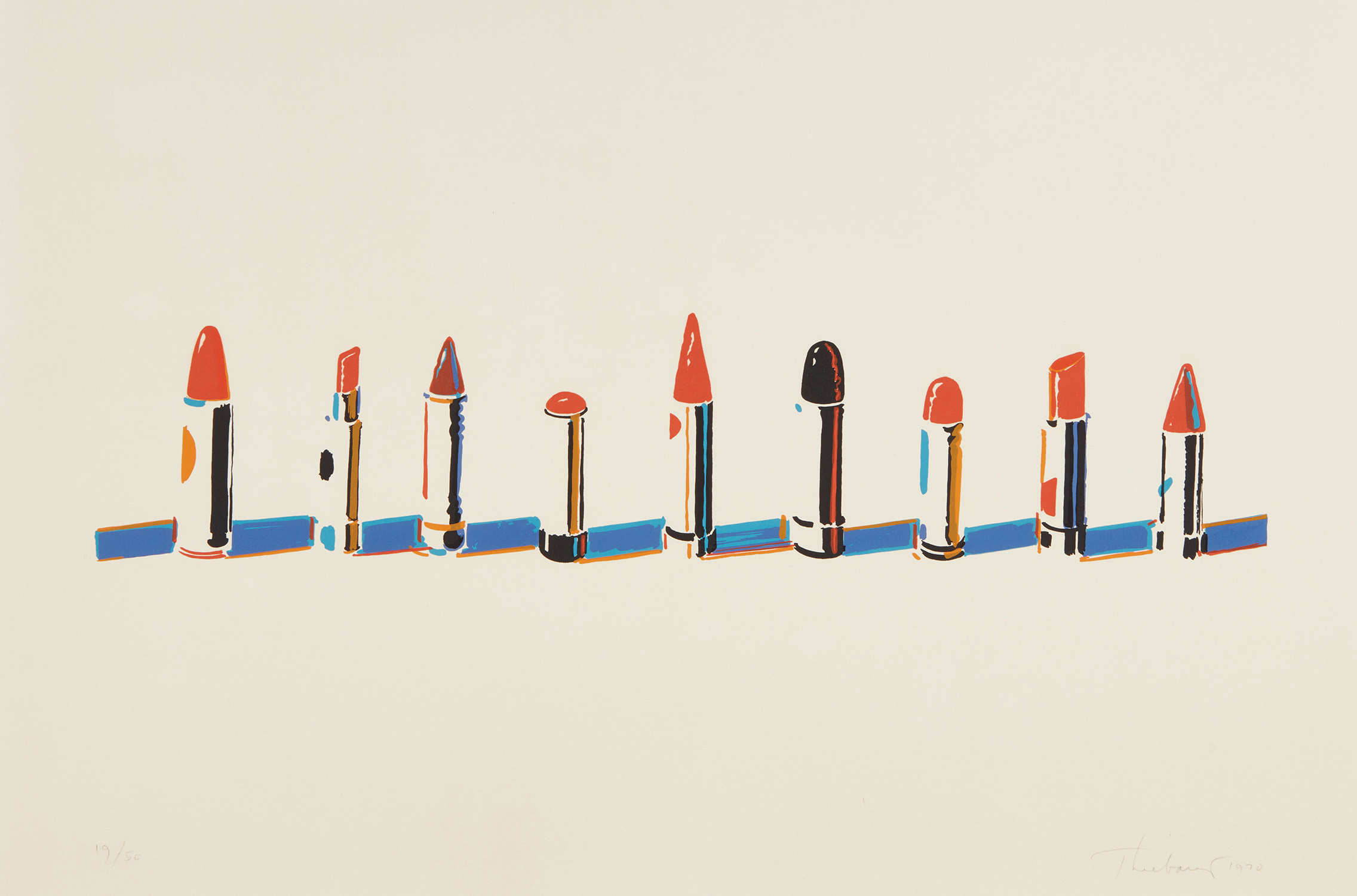 Wayne Thiebaud — Lipstick Row, from Seven Still Lifes and a Rabbit