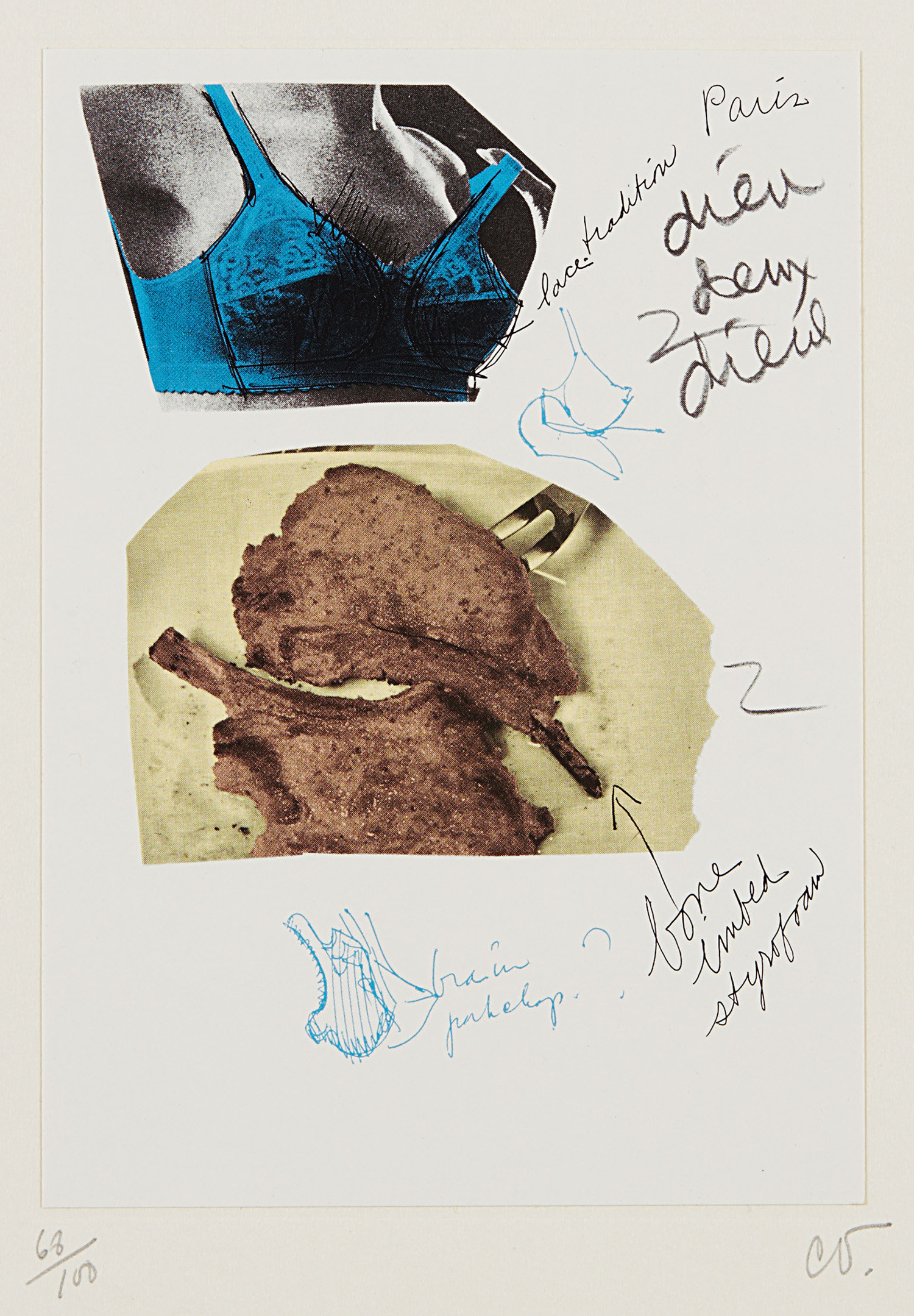 Claes Oldenburg — Pork Chops Compared to Breasts, from Notes in Hand