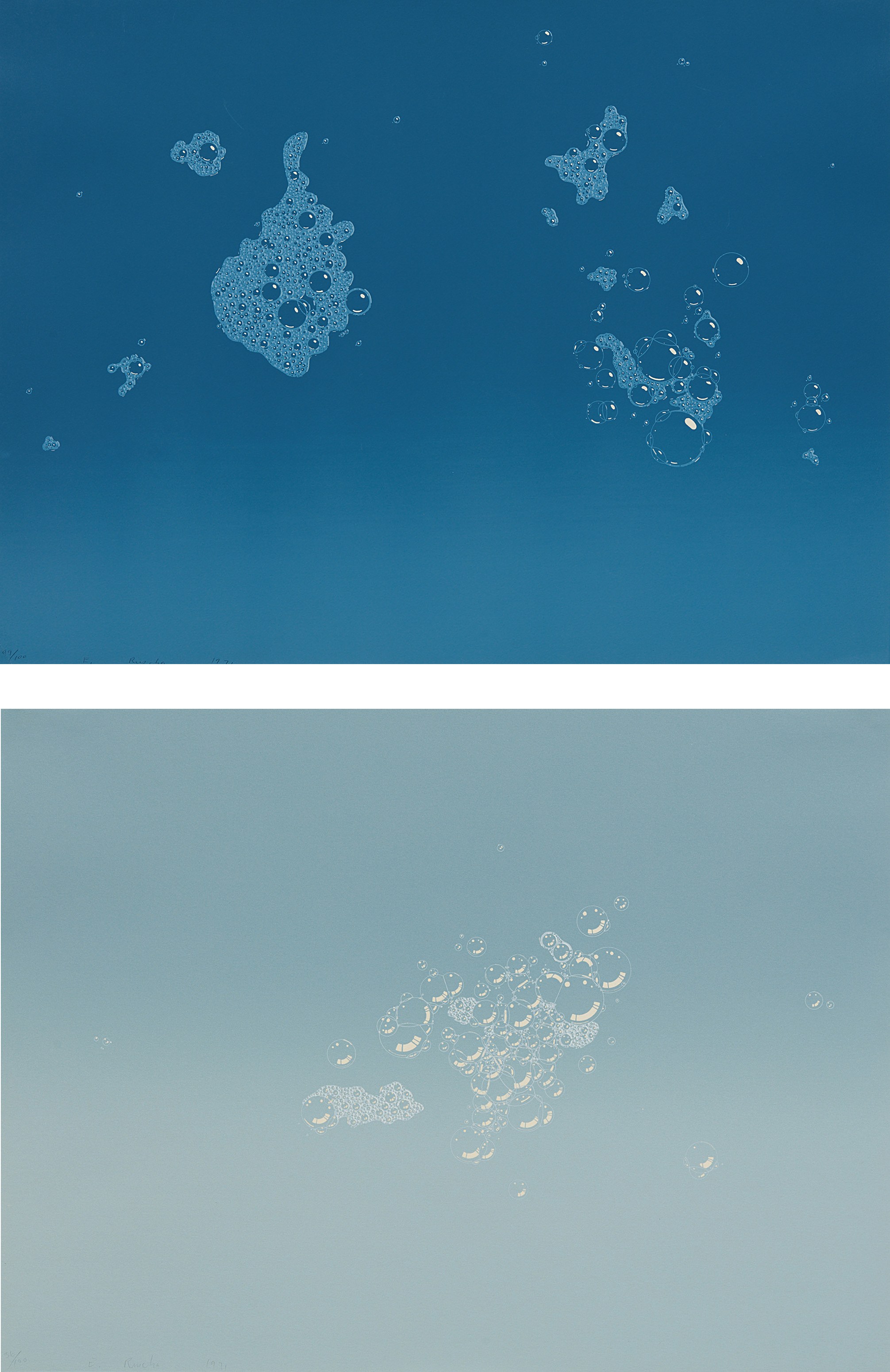 Ed Ruscha — Blue Suds; and Green Suds