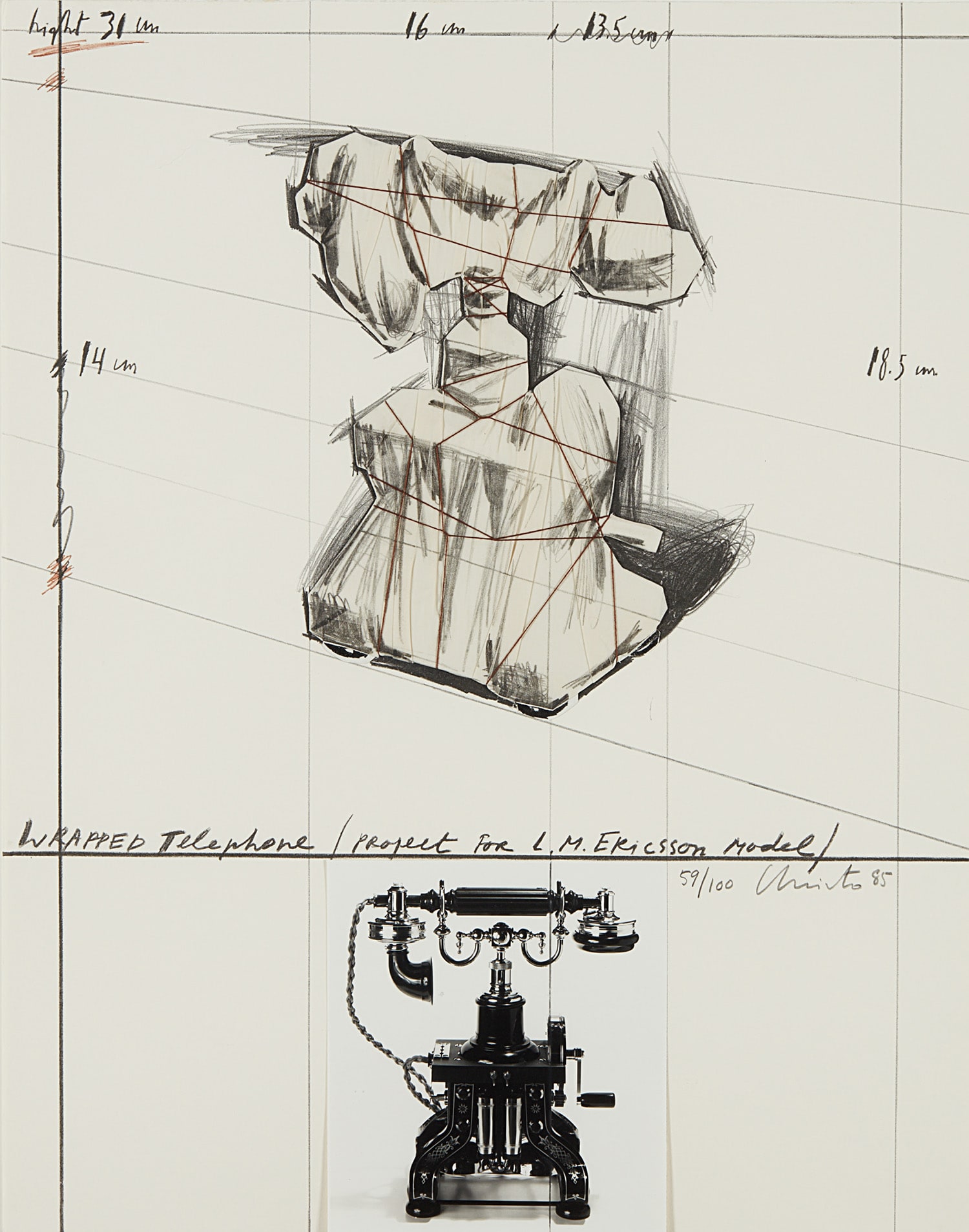 Christo — Wrapped Telephone, Project for L.M. Ericcson Model