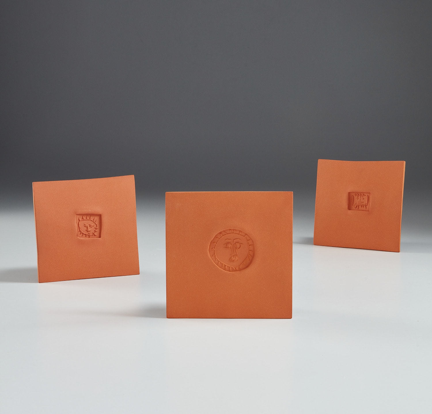 Pablo Picasso — Little square with sun (Petit carré au soleil); Circle with face (Cercle au visage); and Little square with face (Petit carré au visage)