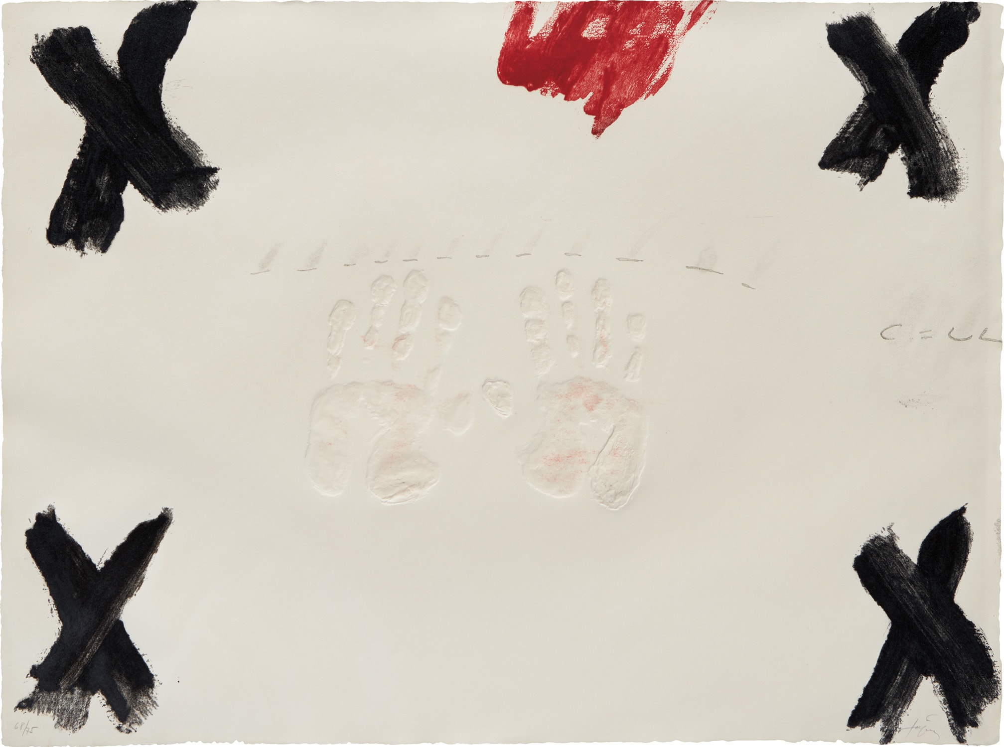 Antoni Tàpies — Due mans, from Negre i roig