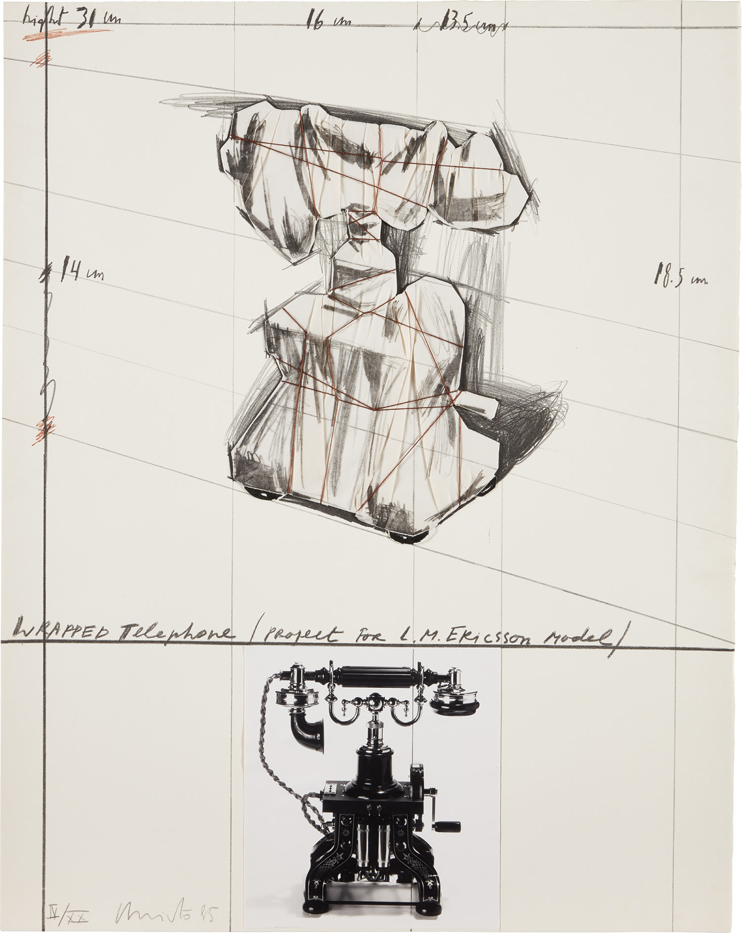 Christo and Jeanne-Claude — Wrapped Telephone, Project for L. M. Ericsson Model