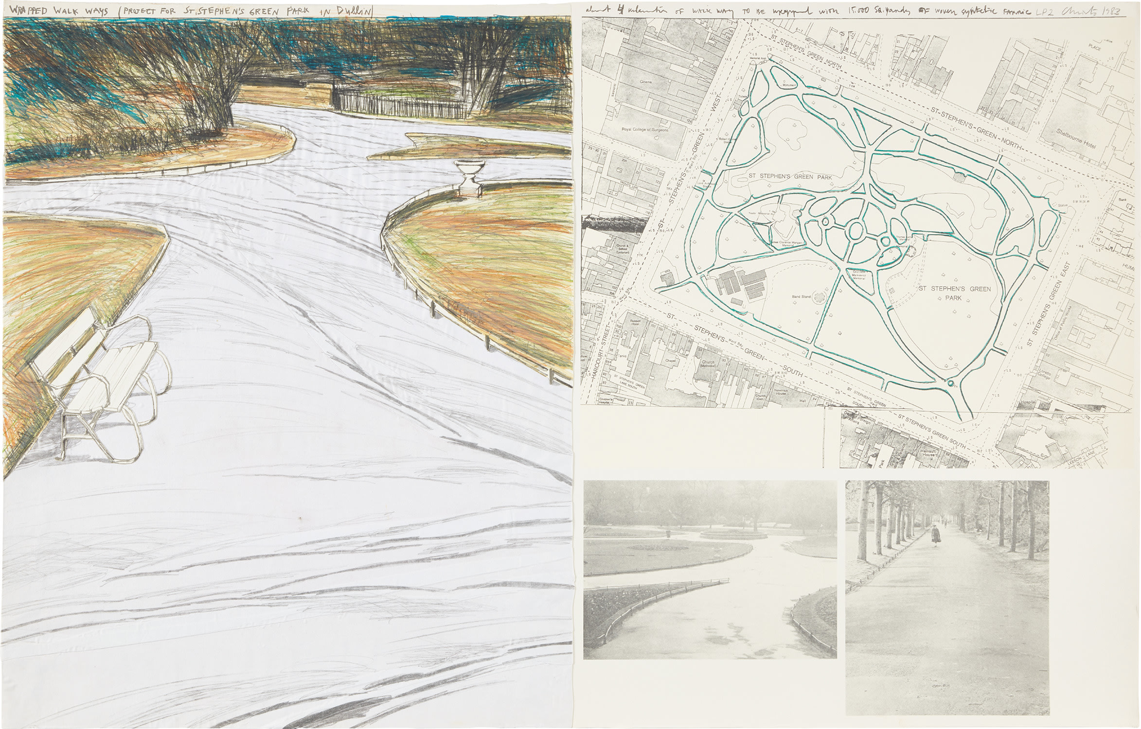 Christo and Jeanne-Claude — Wrapped Walk Ways, Project for St. Stephen's Green Park, Dublin