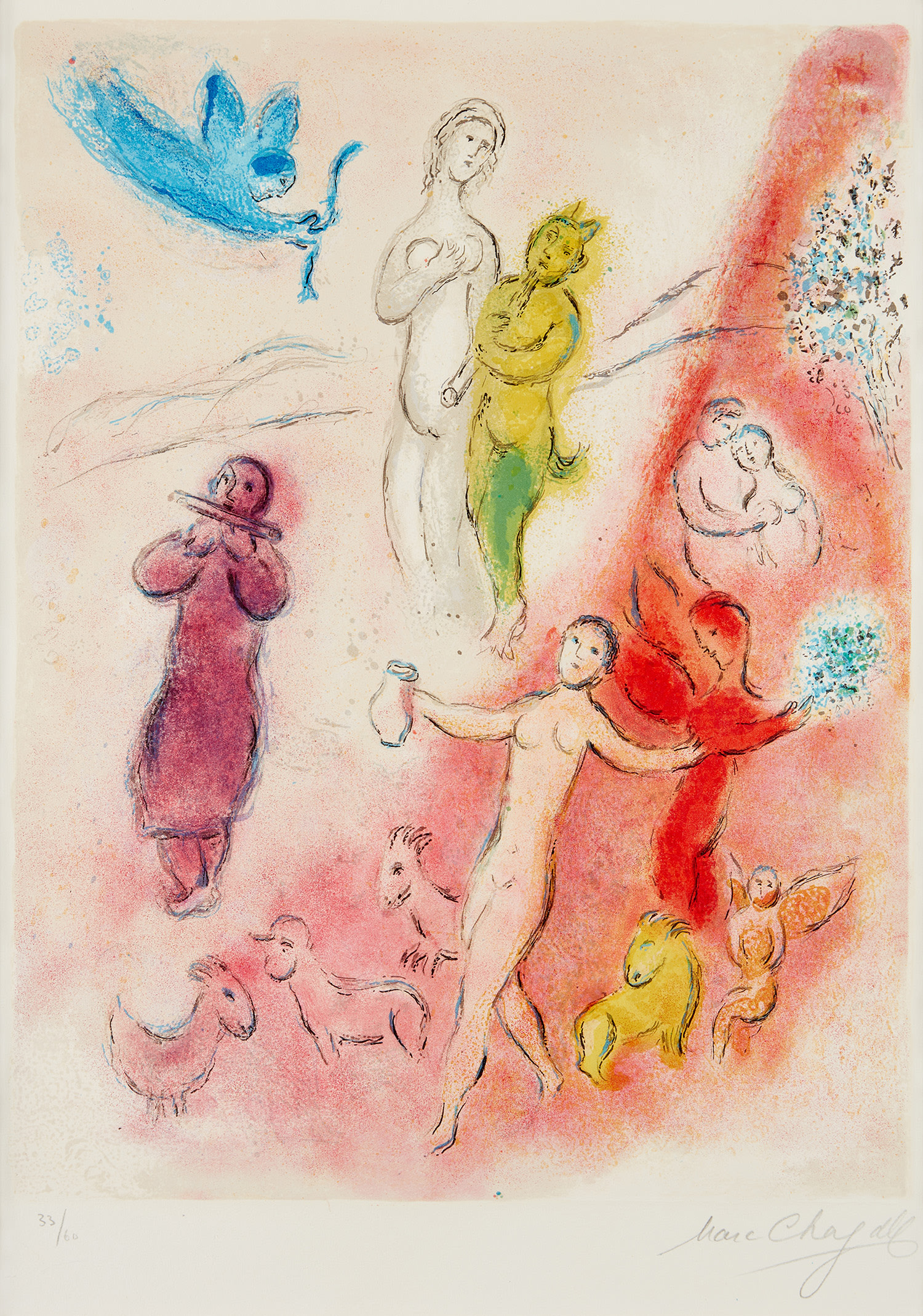 Marc Chagall — La Fable de Syringe (The Syrinx Fable), plate 24 from Daphnis et Chloé (M. 332, see C. bks 46)