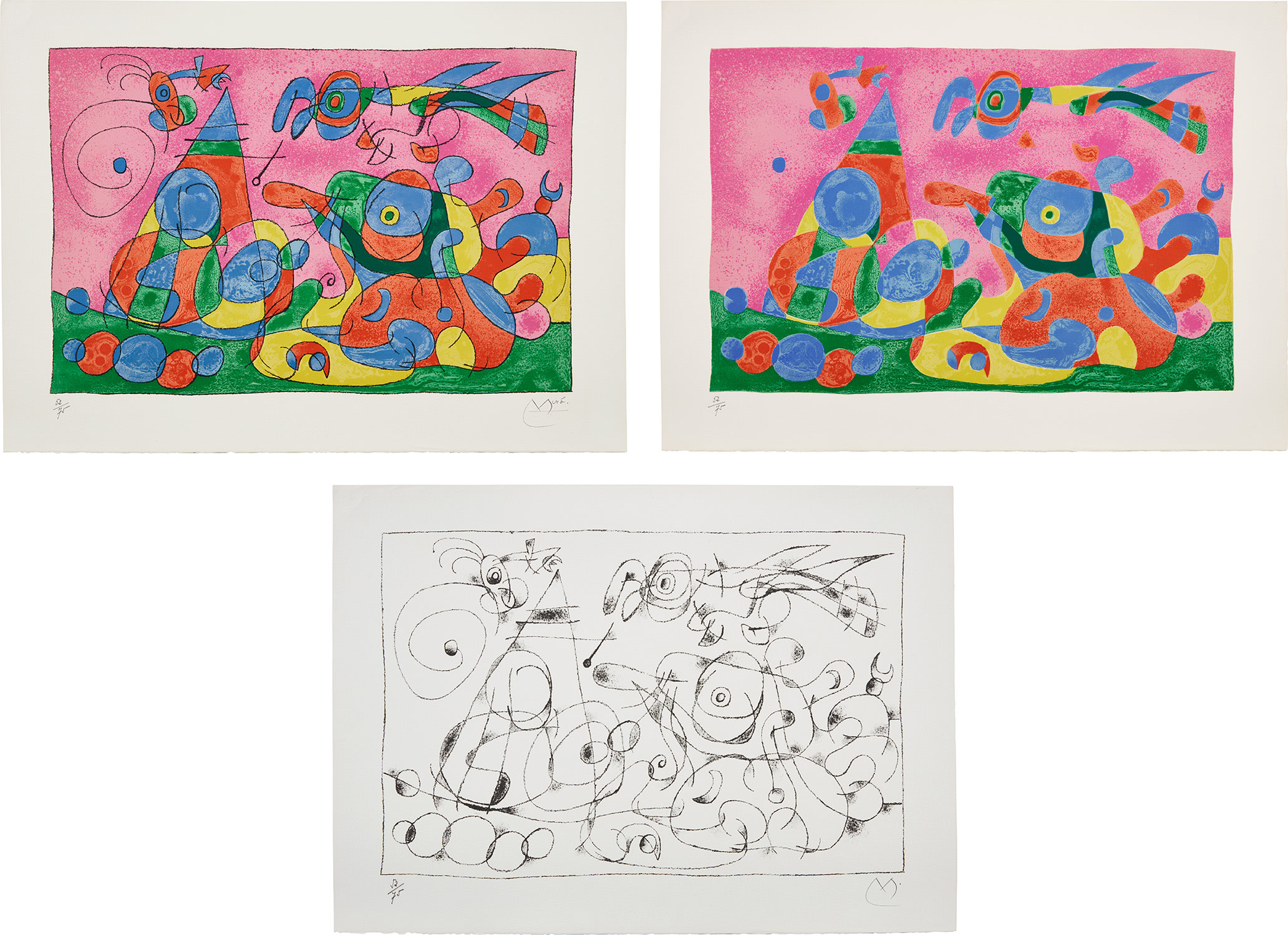 Joan Miró — Ubu roi (King Ubu): plate IX (three states) (M. 484-486, see C. bks 108)