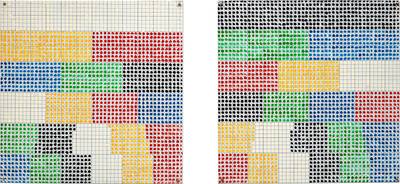 Plates Divided by 6 Colors: two plates