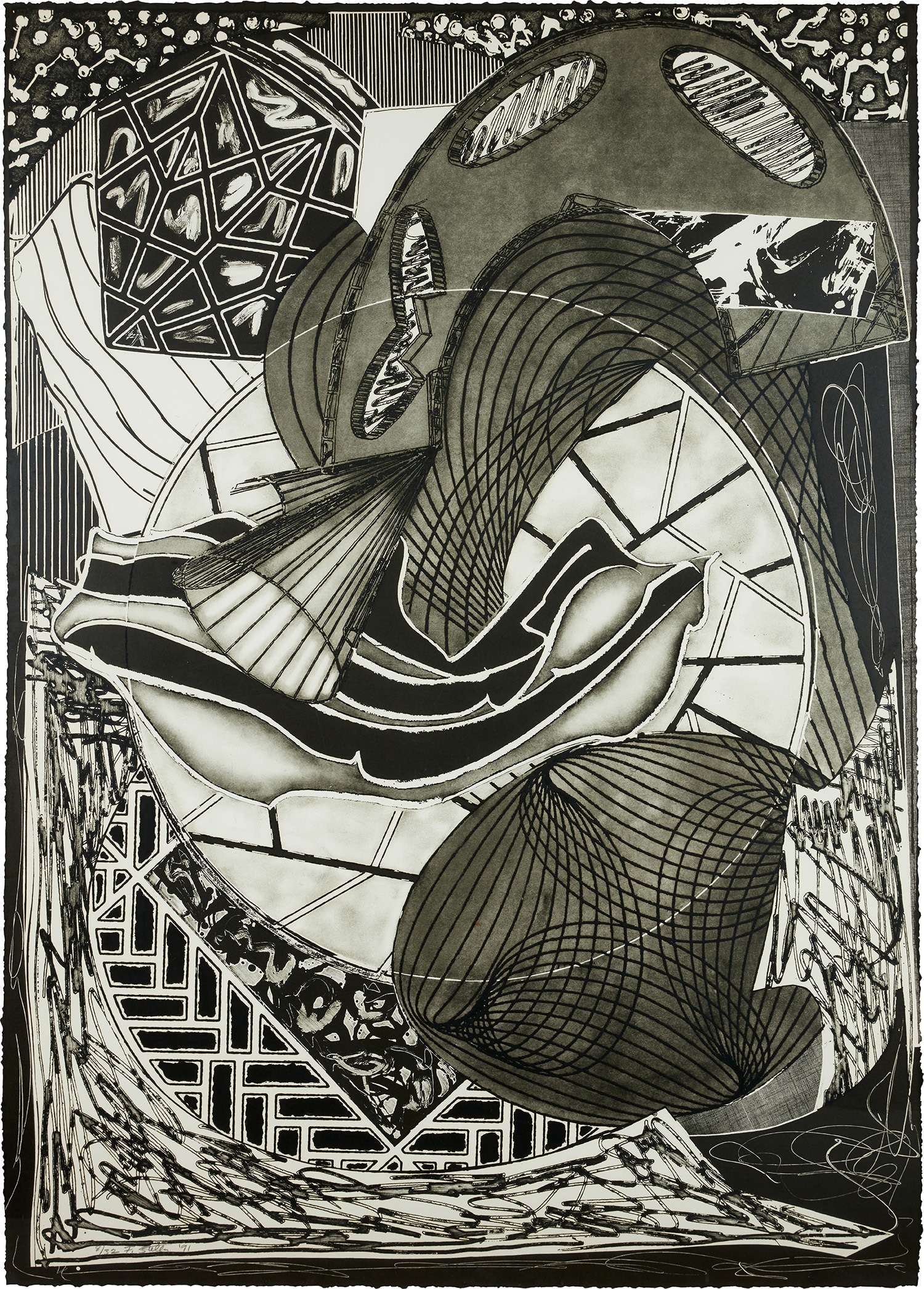 Frank Stella — The Cabin, Ahab and Starbuck, from Moby Dick Engravings (A. & K. 203)