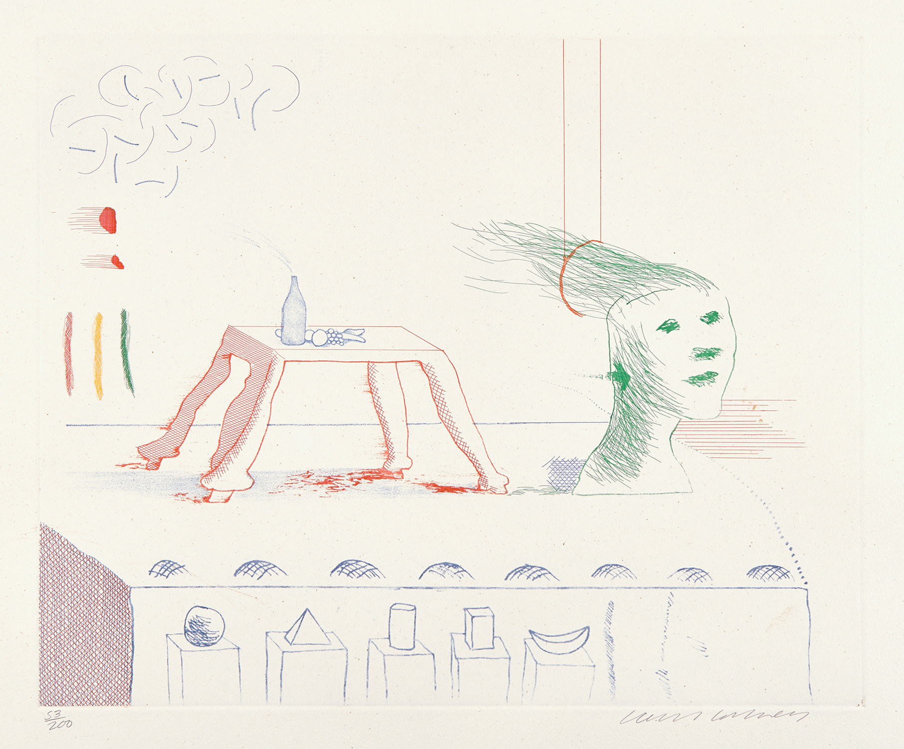 David Hockney — A Moving Still Life, from The Blue Guitar (S.A.C. 216, M.C.A.T. 195)