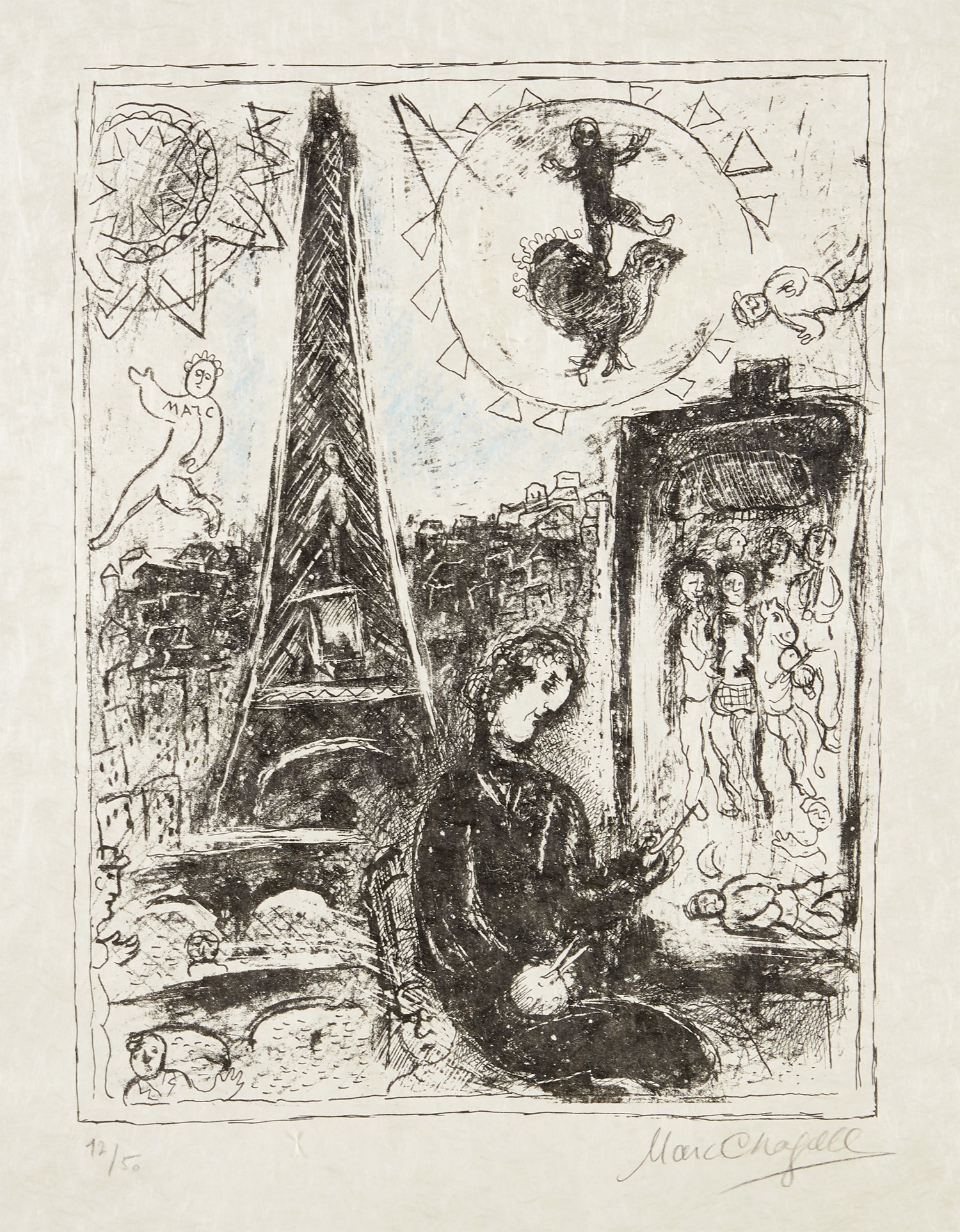 Marc Chagall — Le Peintre à la Tour Eiffel (The Painter at the Eiffel Tower) (M. 949)
