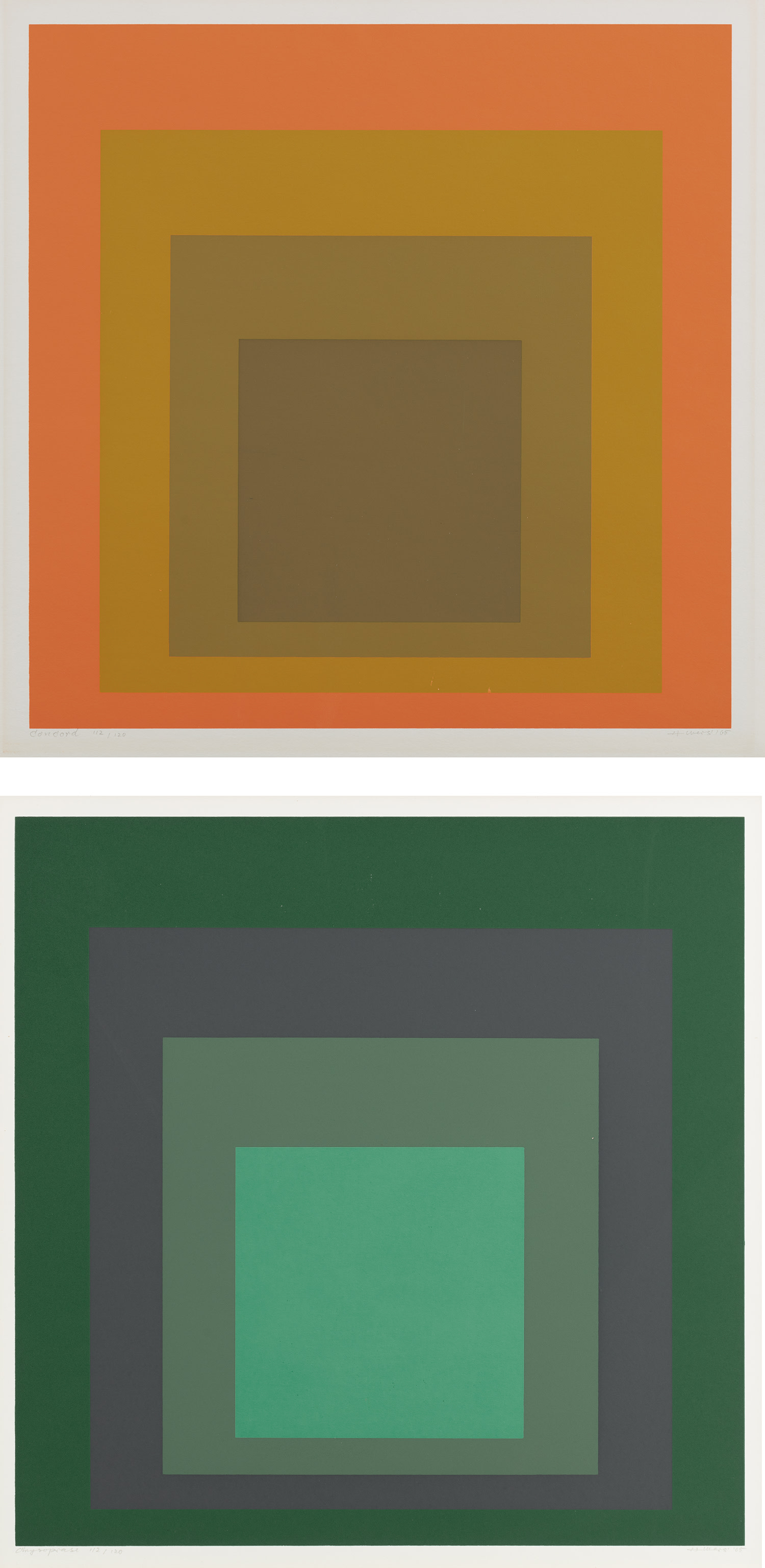 Josef Albers — Concord; and Chrysoprase, from Die Oberfläche (The Surface) (D. 167.1, 167.4)