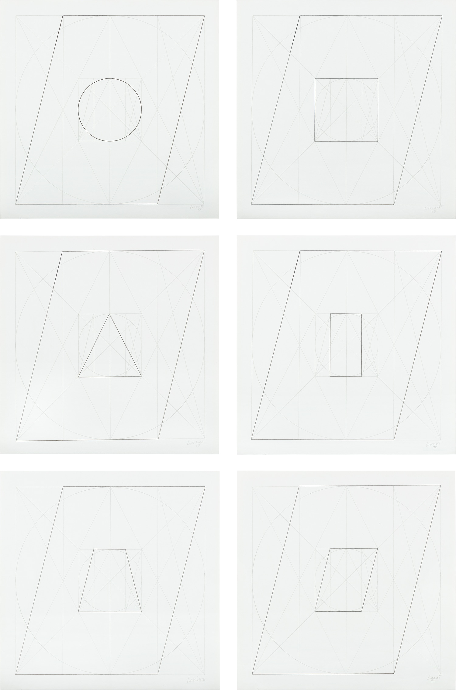 Sol LeWitt — Geometric Figures Within Geometric Figures, plates #31-36 (see K. 1976.07)