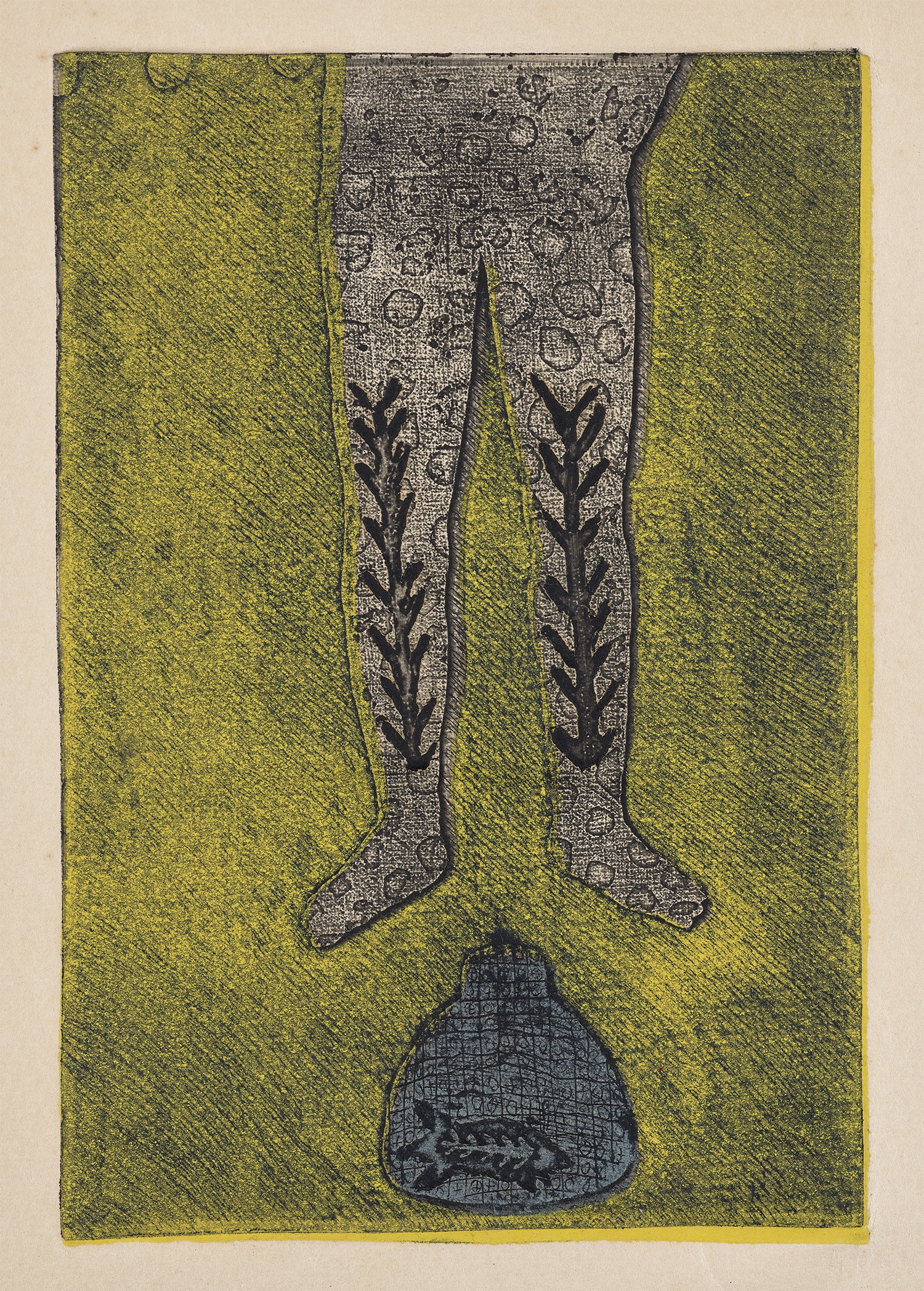 Belkis Ayón — Sin título [Piernas marcadas y botija con pez] (A. & V. 86.16)