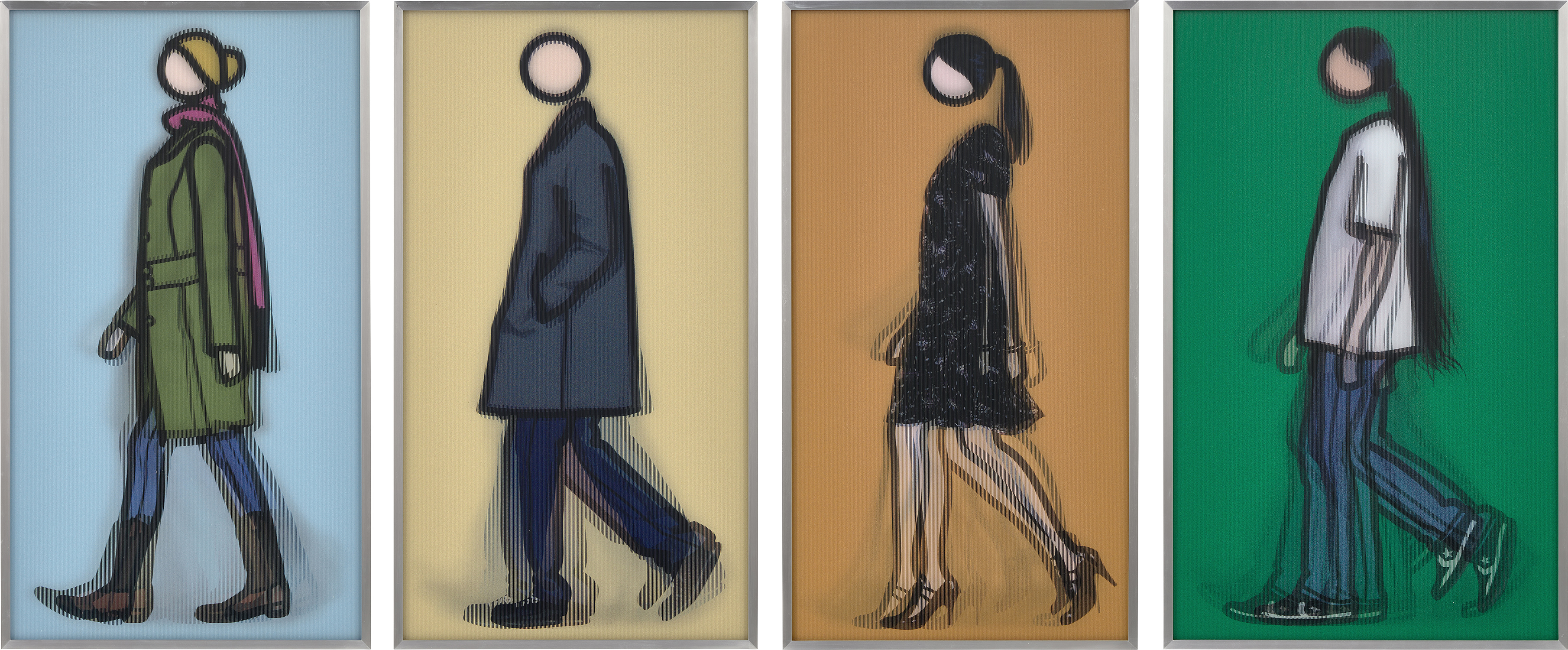 Julian Opie — Sian Walking; Jeremy Walking in Coat; Verity Walking; and Kris Walking (C. 147-150)