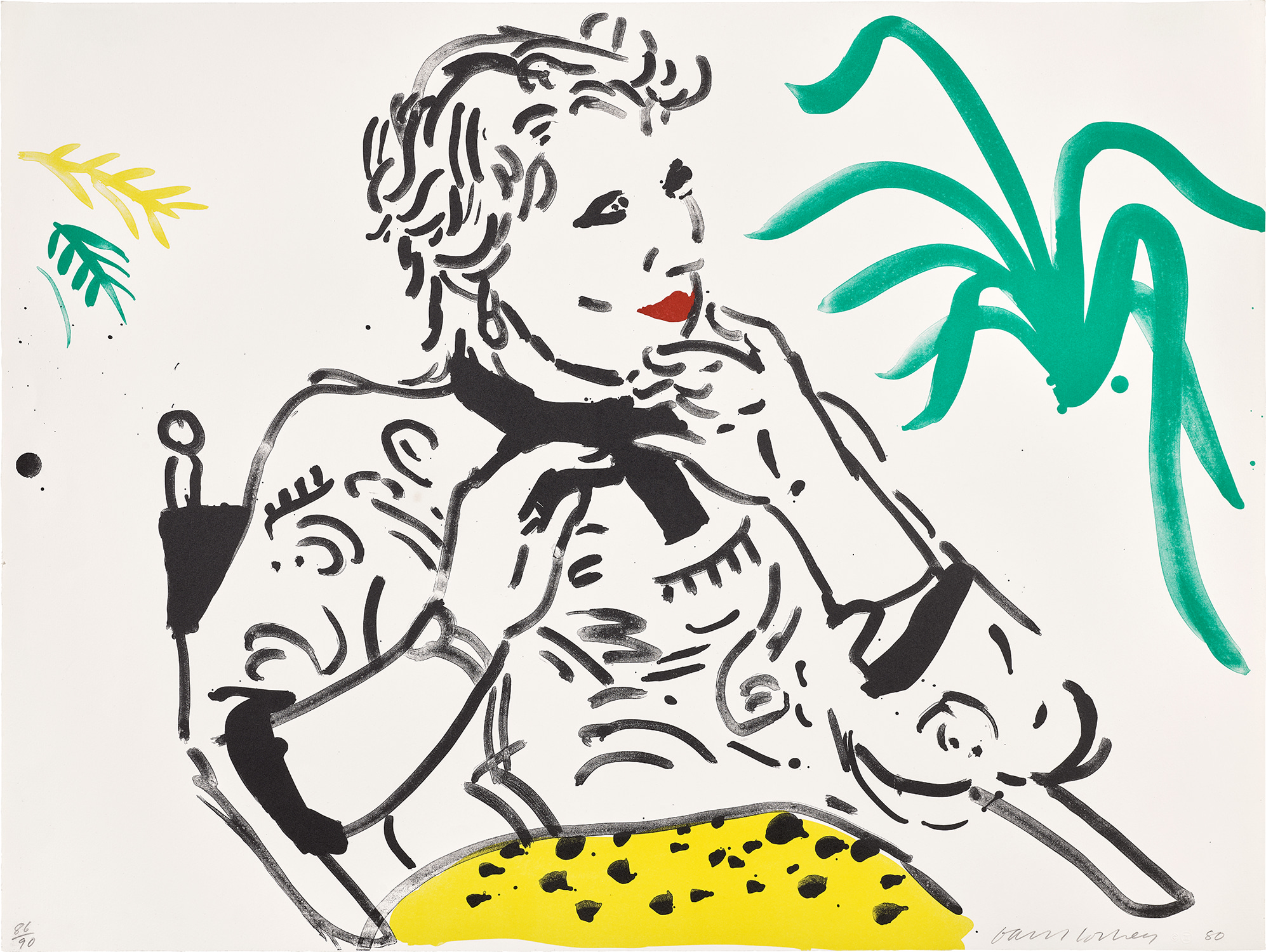 David Hockney — Celia with Green Plant (G. 919, M.C.A.T. 240)