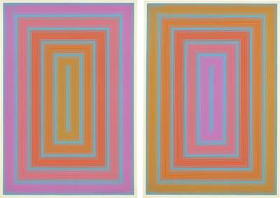 Reflections I-Blue Line With Ochre Center; and Reflections I-Blue Line With Mauve Center