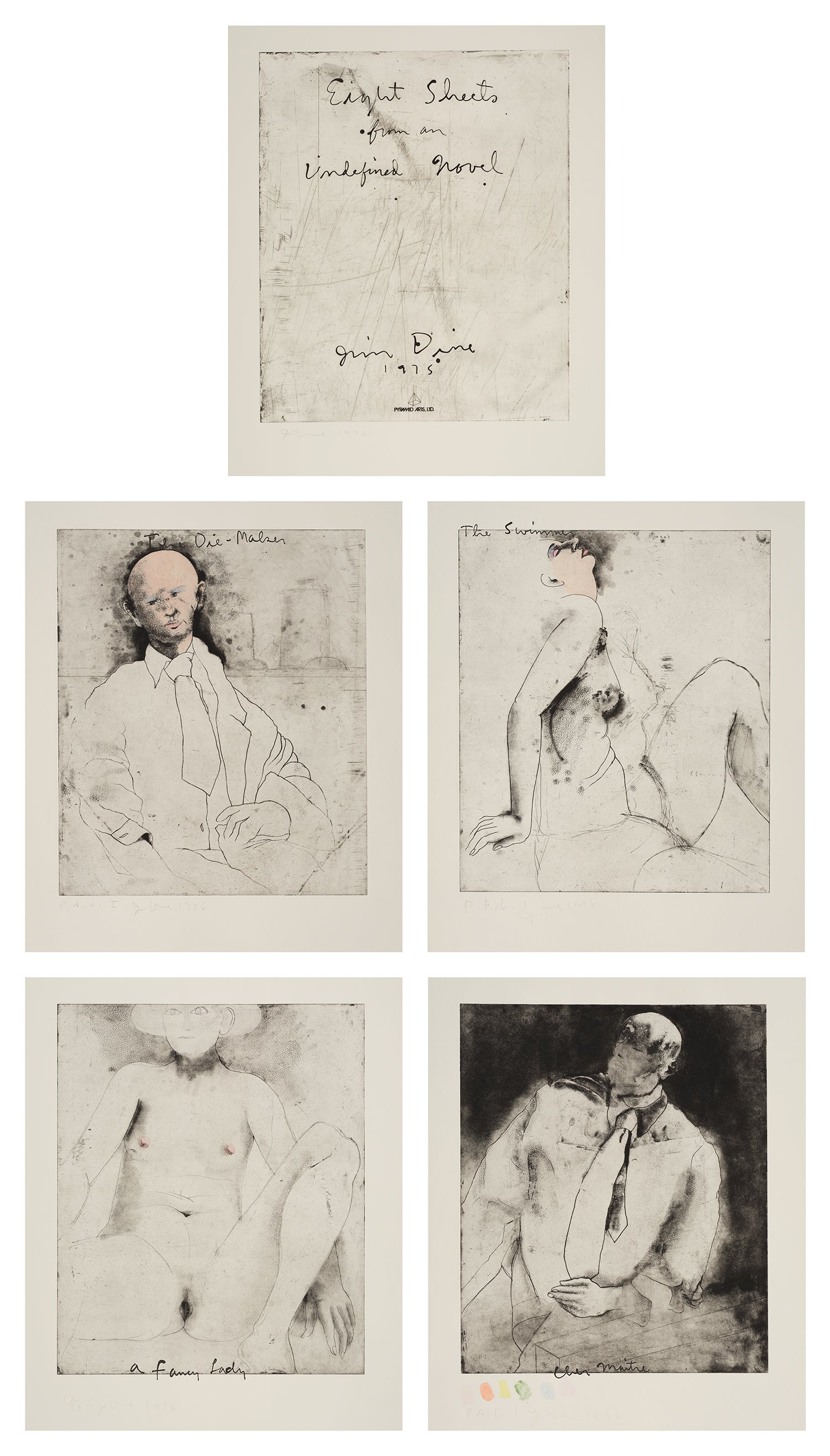 Jim Dine — Eight Sheets from an Undefined Novel: five plates (W. 200 & 204-206)