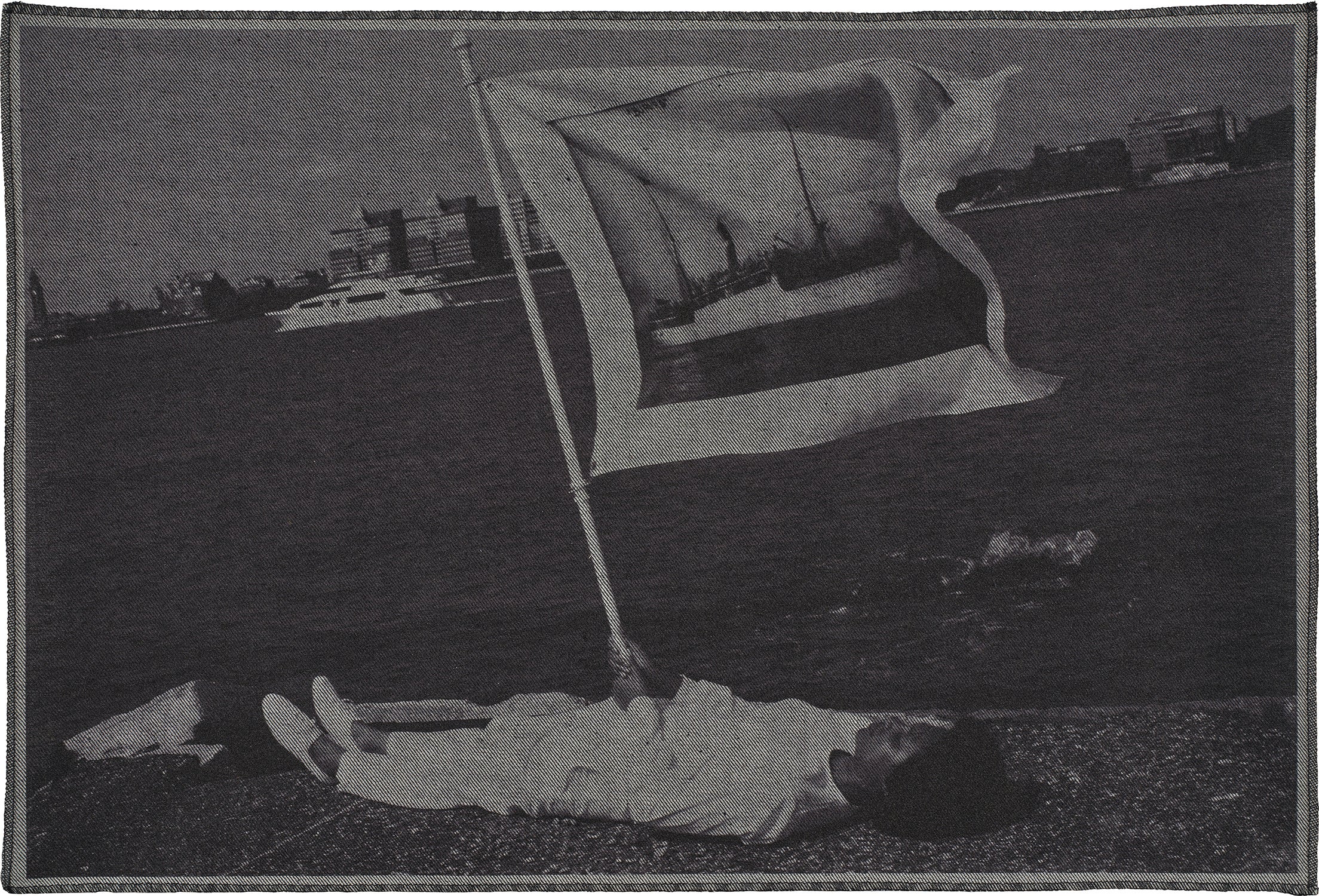LaToya Ruby Frazier — Holding flag laying at the edge of Pier 54 and the Hudson River
